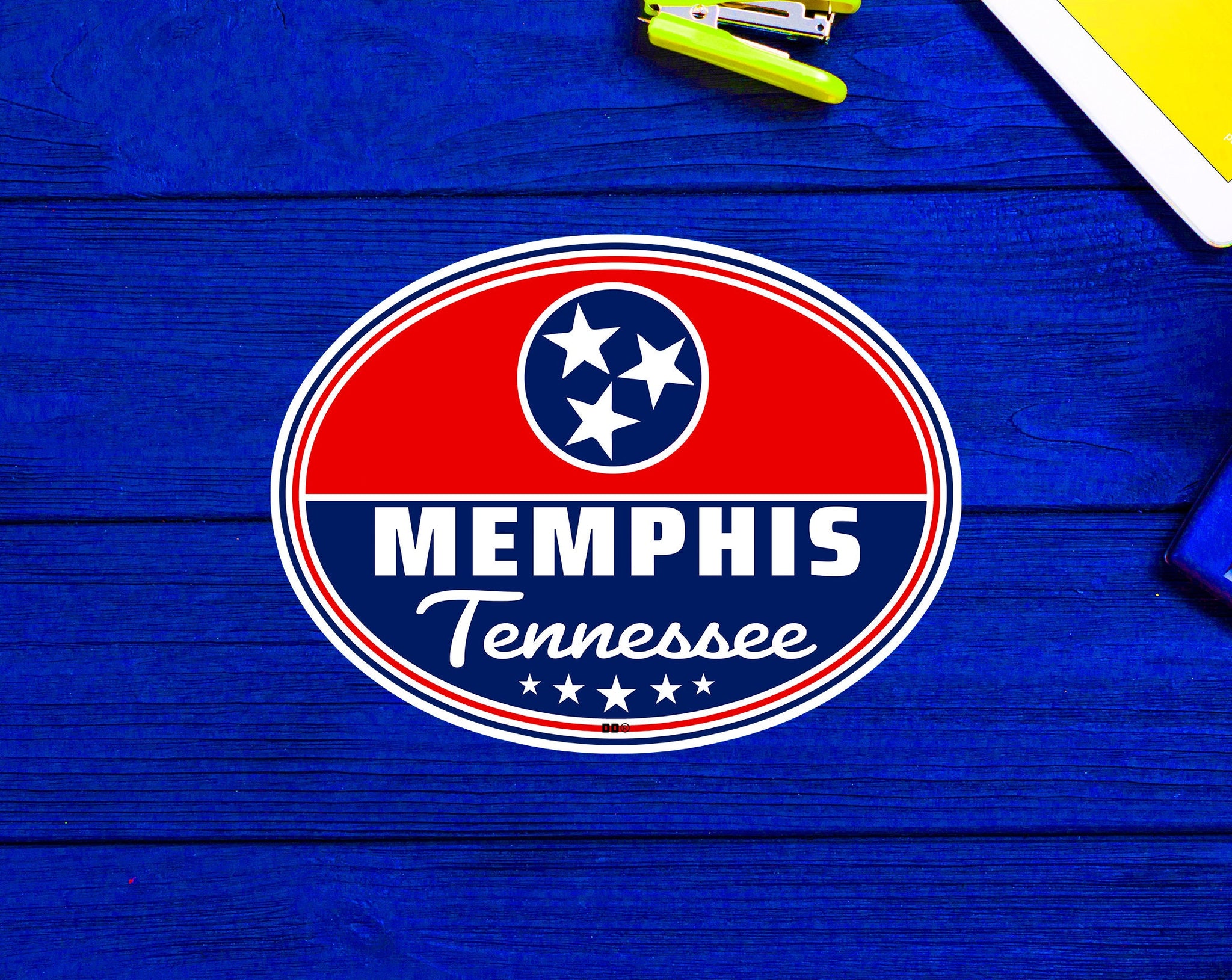 Memphis Tennessee Euro Oval Sticker 4" x 3"