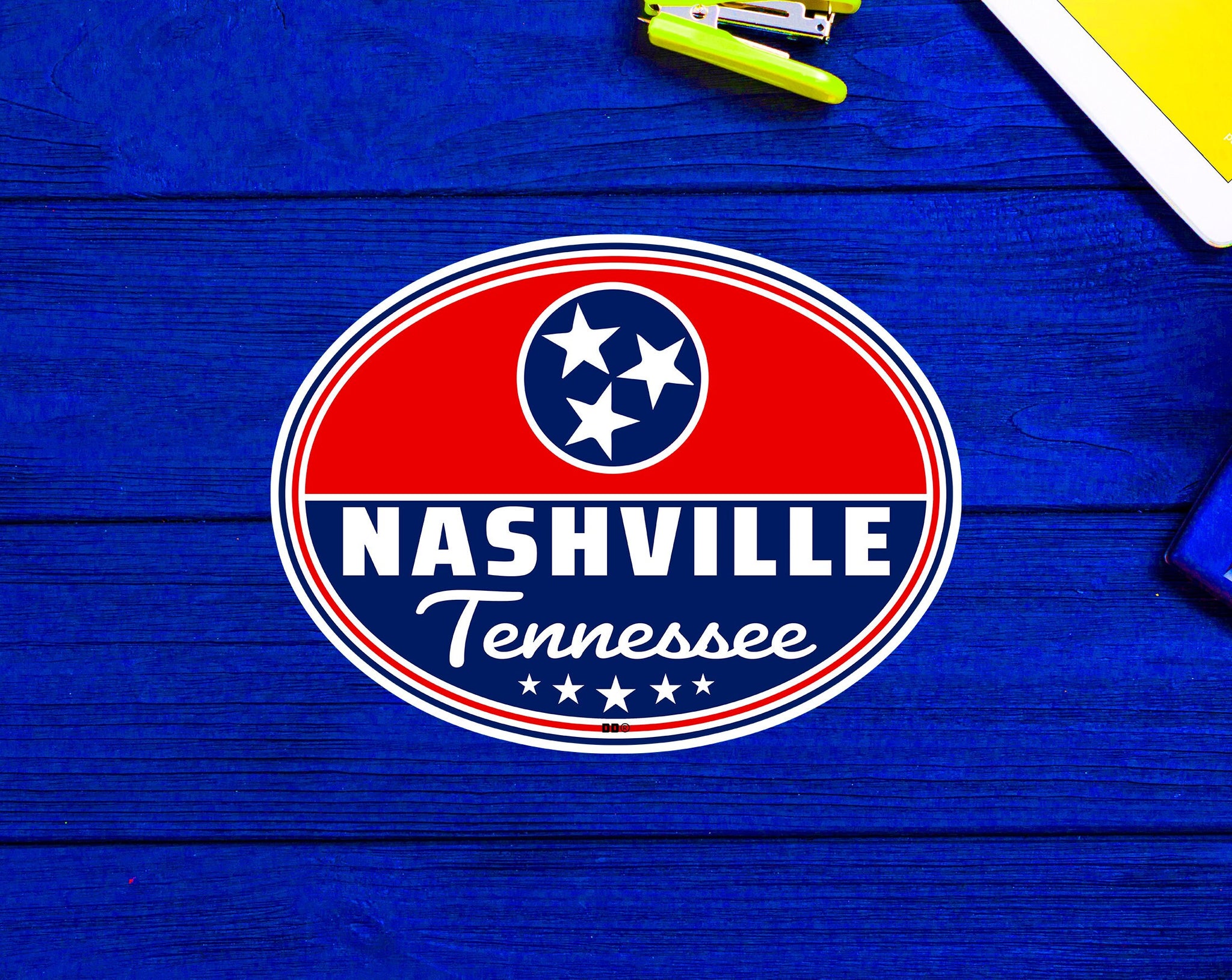 Nashville Tennessee Euro Oval Sticker 4" x 3"