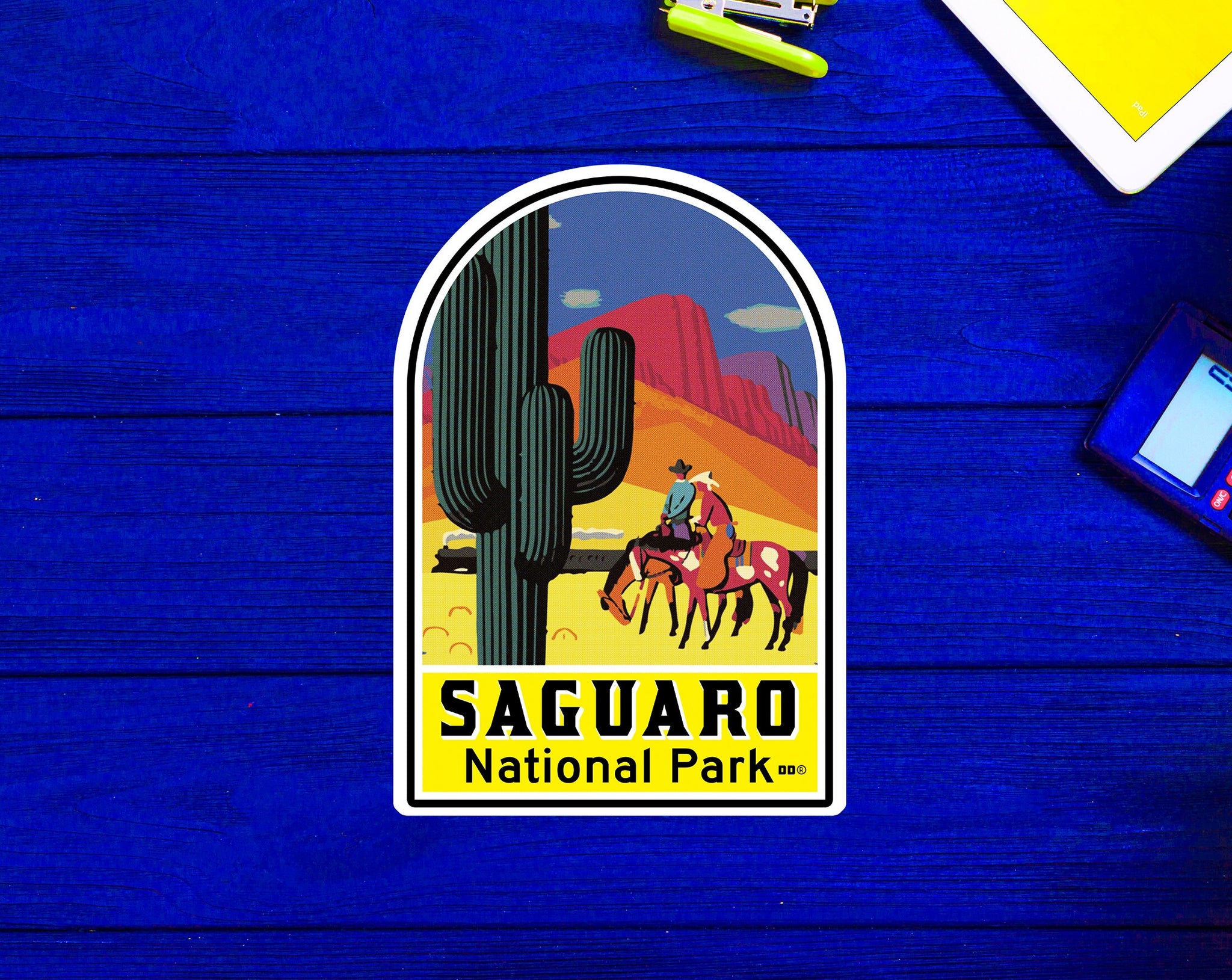 Vintage Saguaro National Park Vinyl Decal Sticker 3.75" x 2.75" Arizona