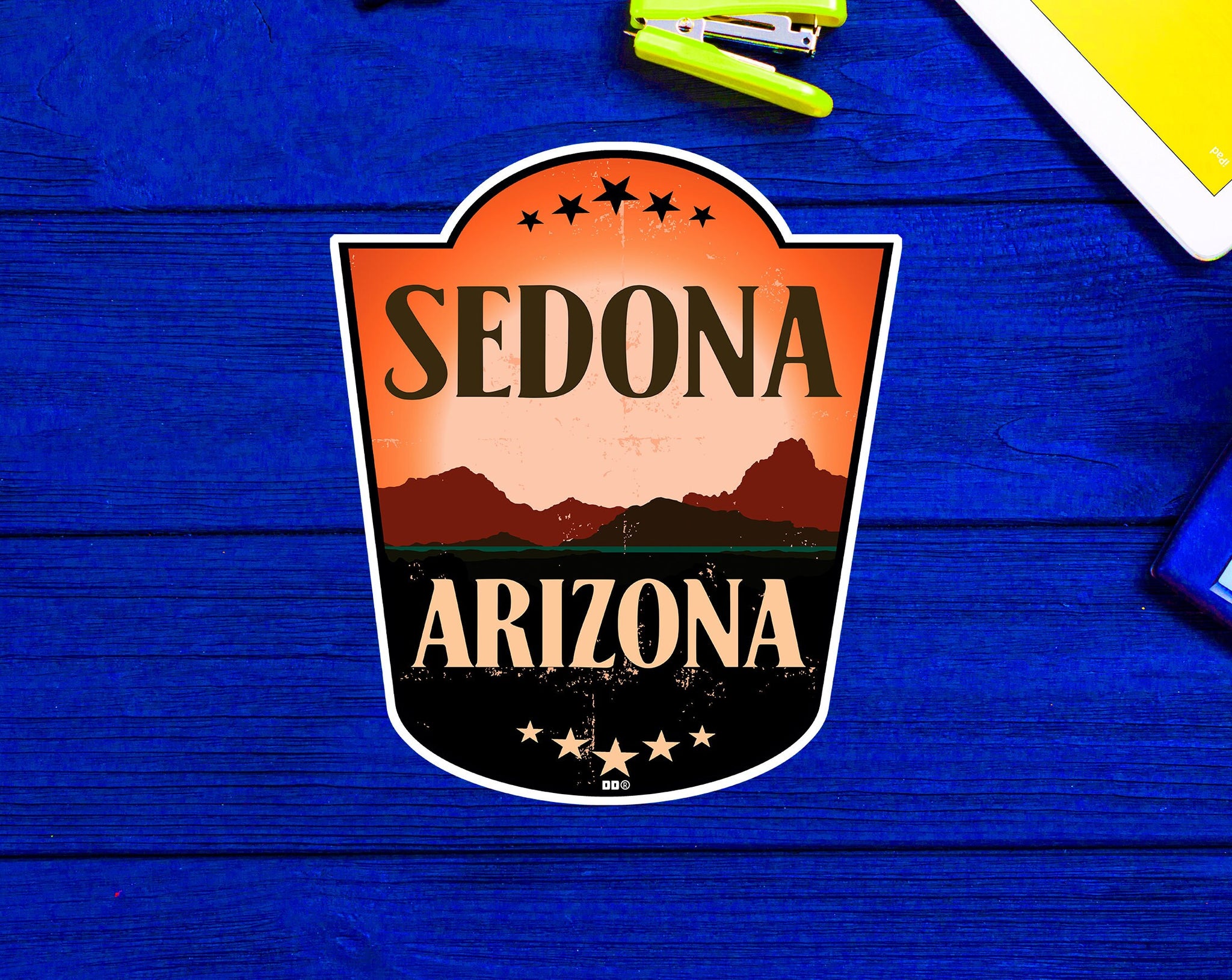 Sedona Arizona Mountains Desert Sun Vintage Distressed Sticker 3.5"