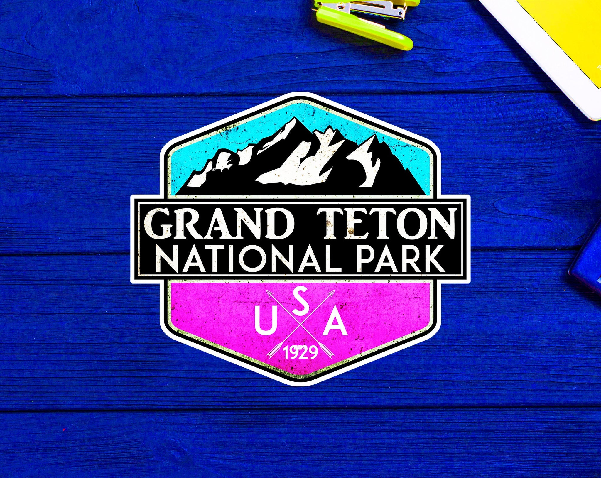 Grand Teton National Park Wyoming 1929 Hiking Camping Sticker 3.5" x 3"