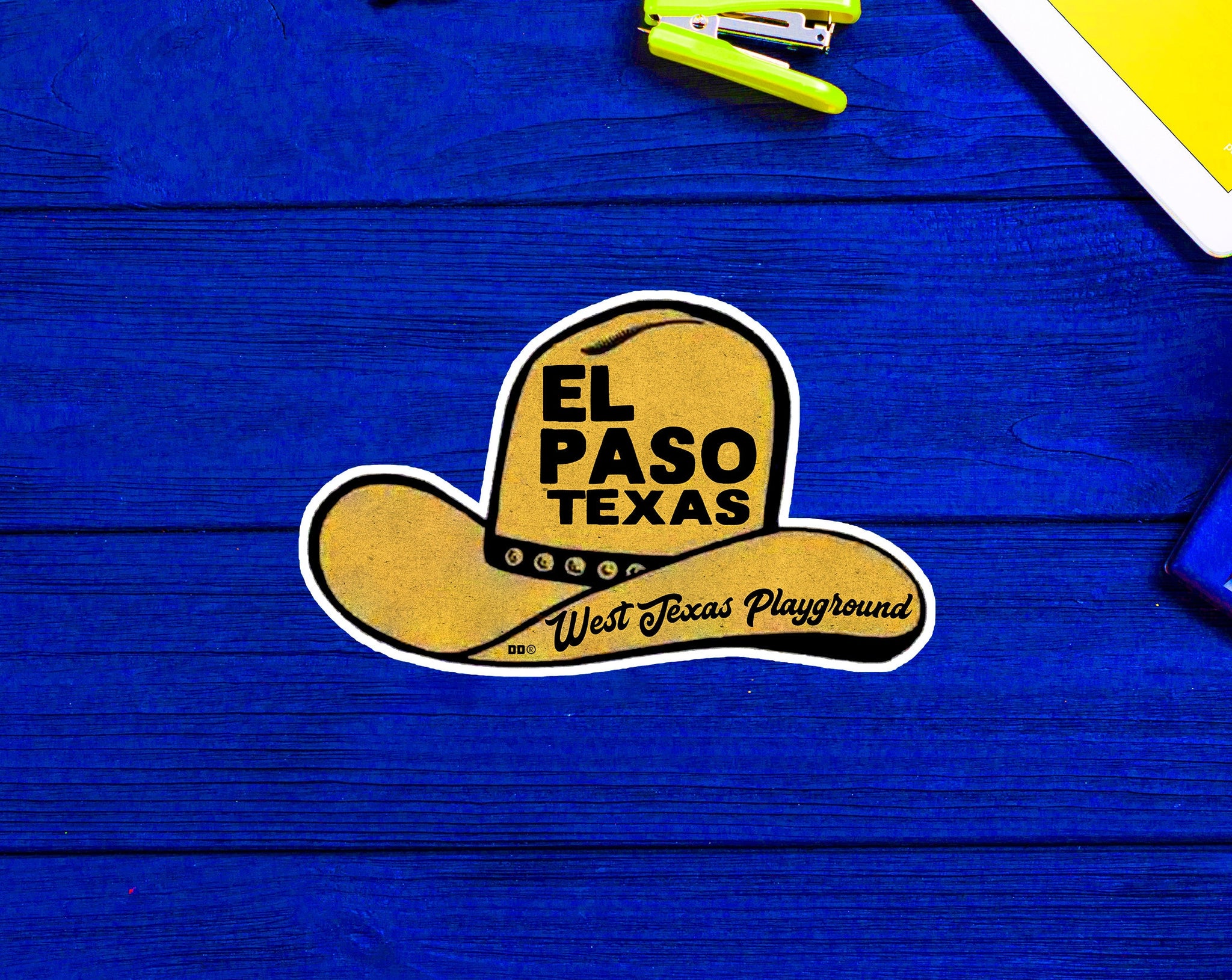 El Paso Texas Vintage Cowboy Hat Sticker 4" x 2.4"