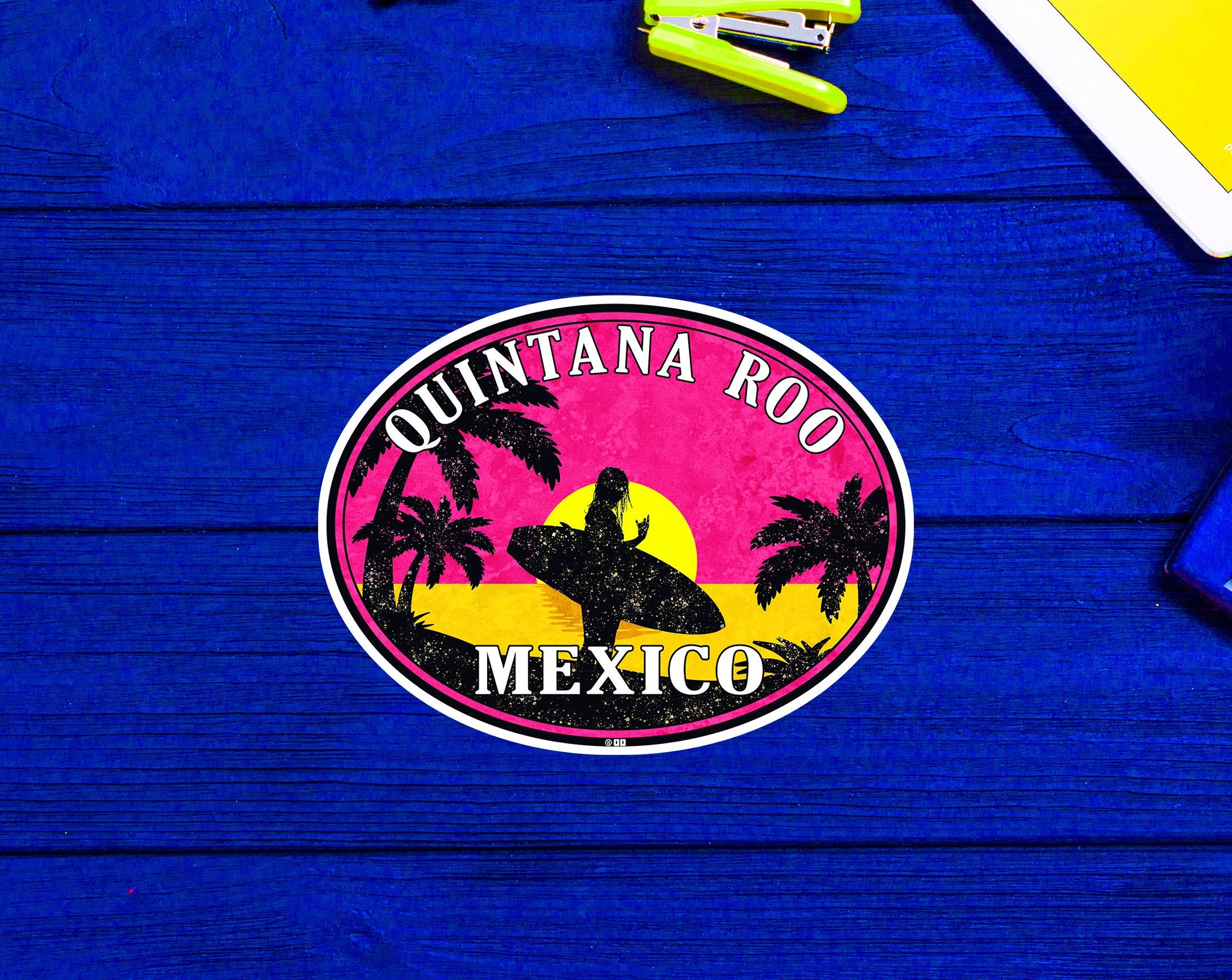 Quintana Roo Mexico Cancun Laptop Bumper Surfing Surf Isla Mujeres Sticker 3.9"