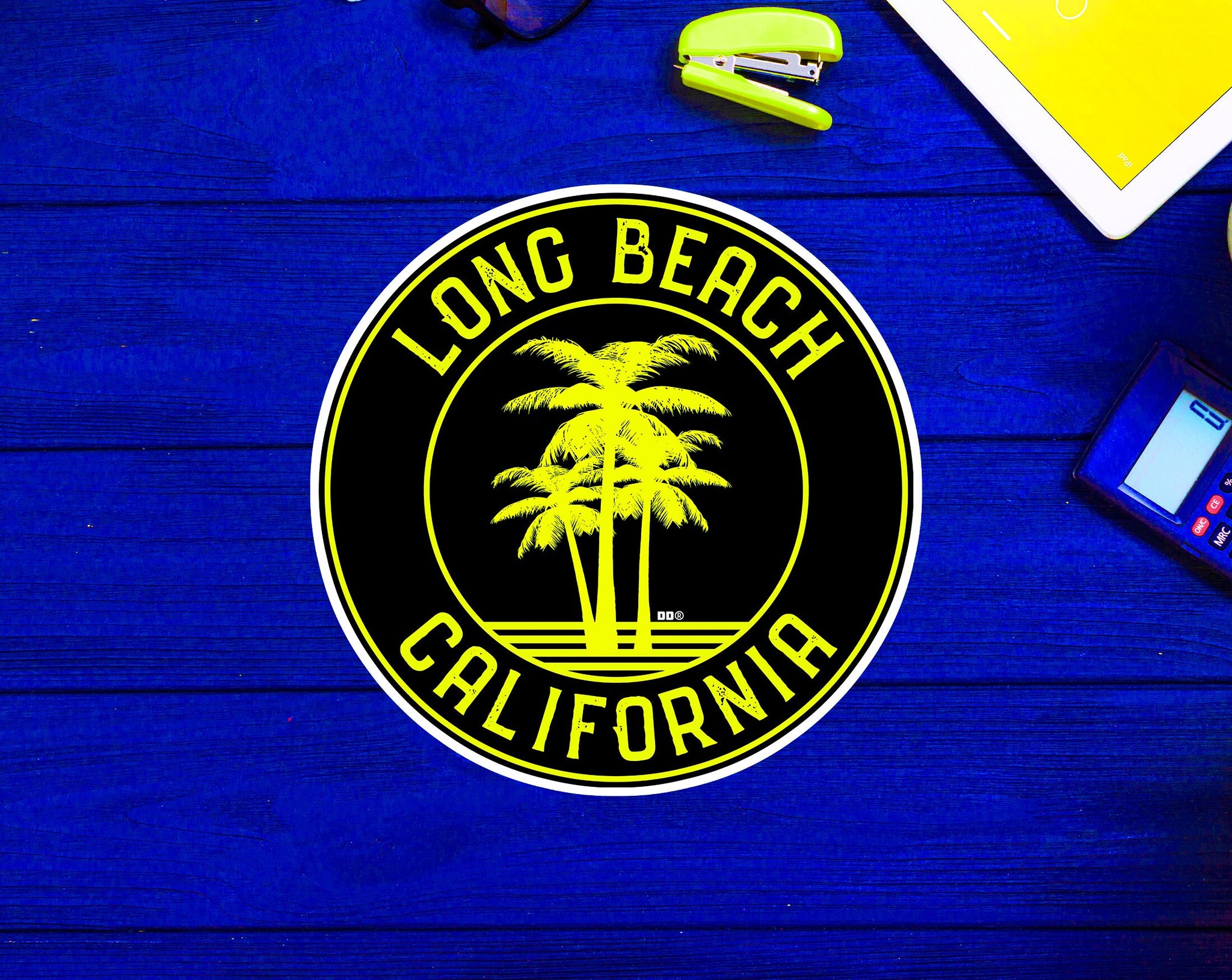 3" Long Beach California Decal Sticker Palm Trees Vinyl