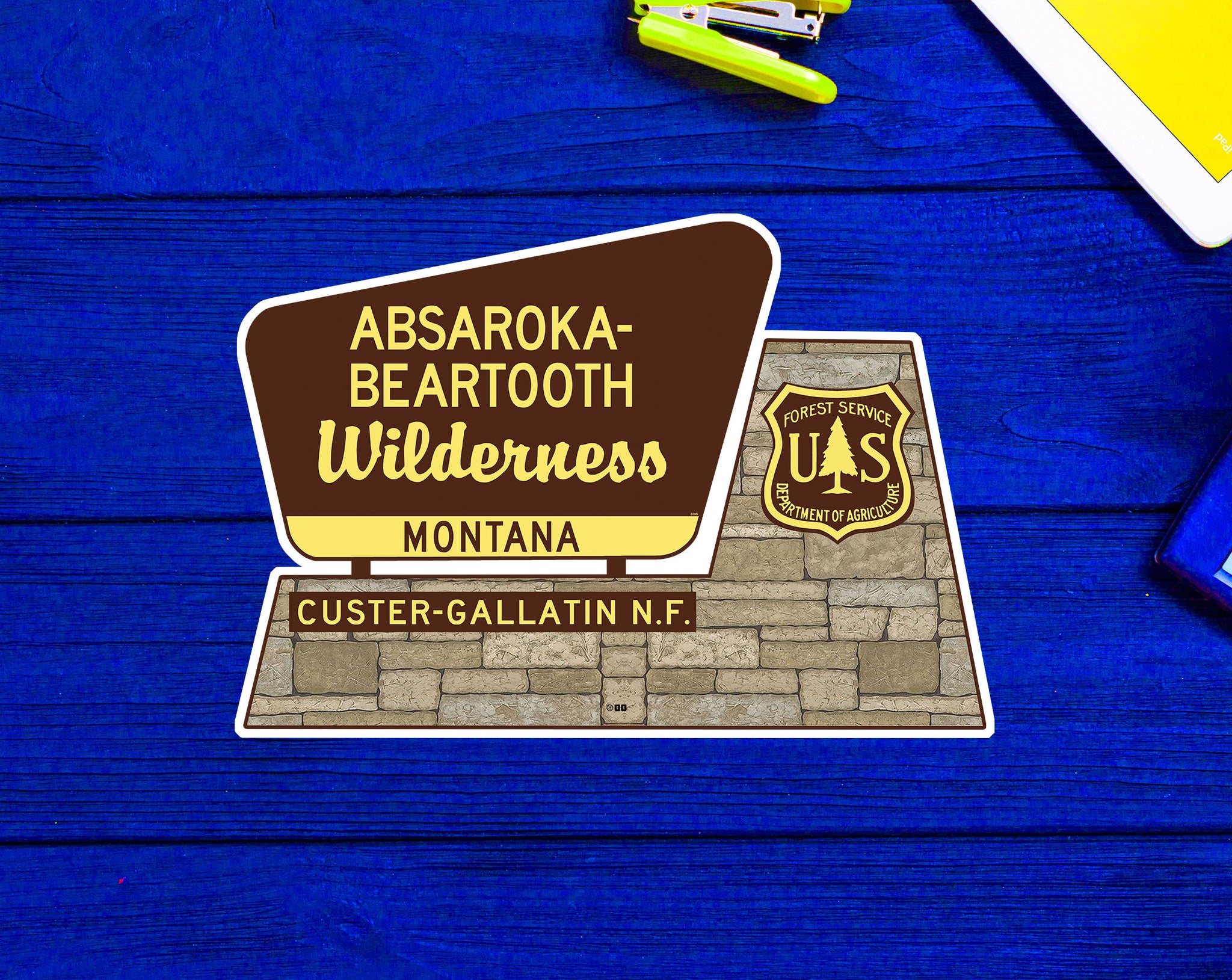 Absaroka Beartooth Wilderness Custer Gallatin National Forest Montana Sign Sticker 4"