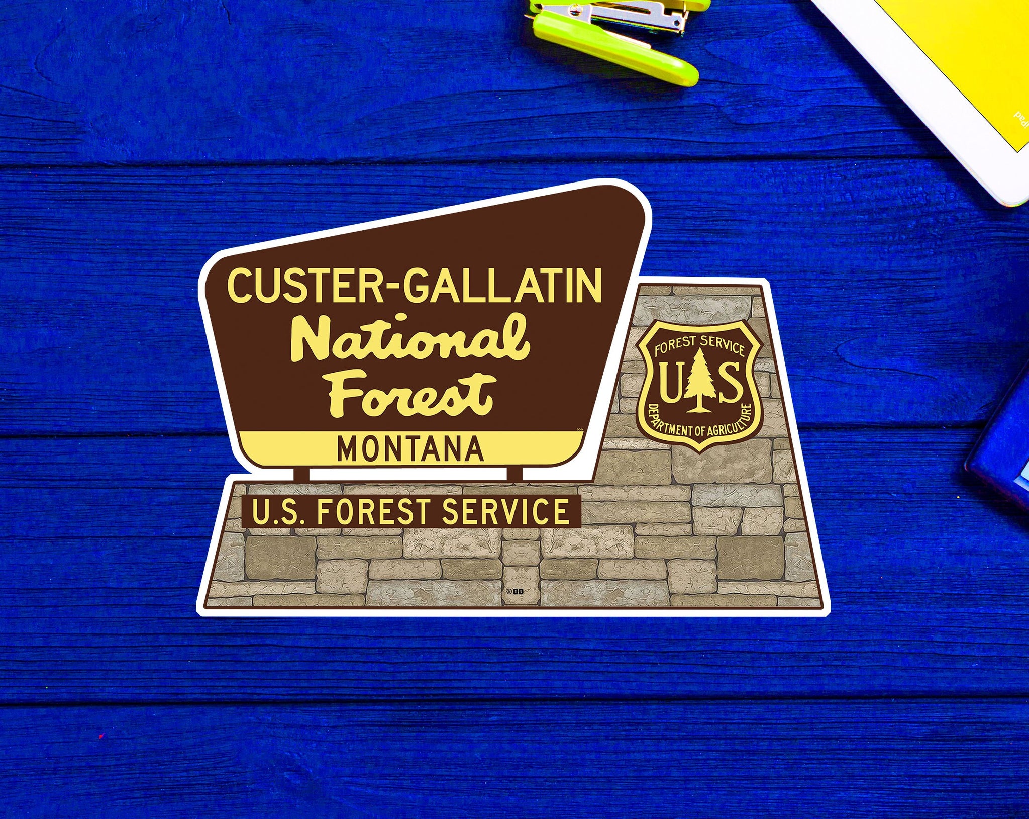 Custer Gallatin National Forest Montana Sign Sticker 4"