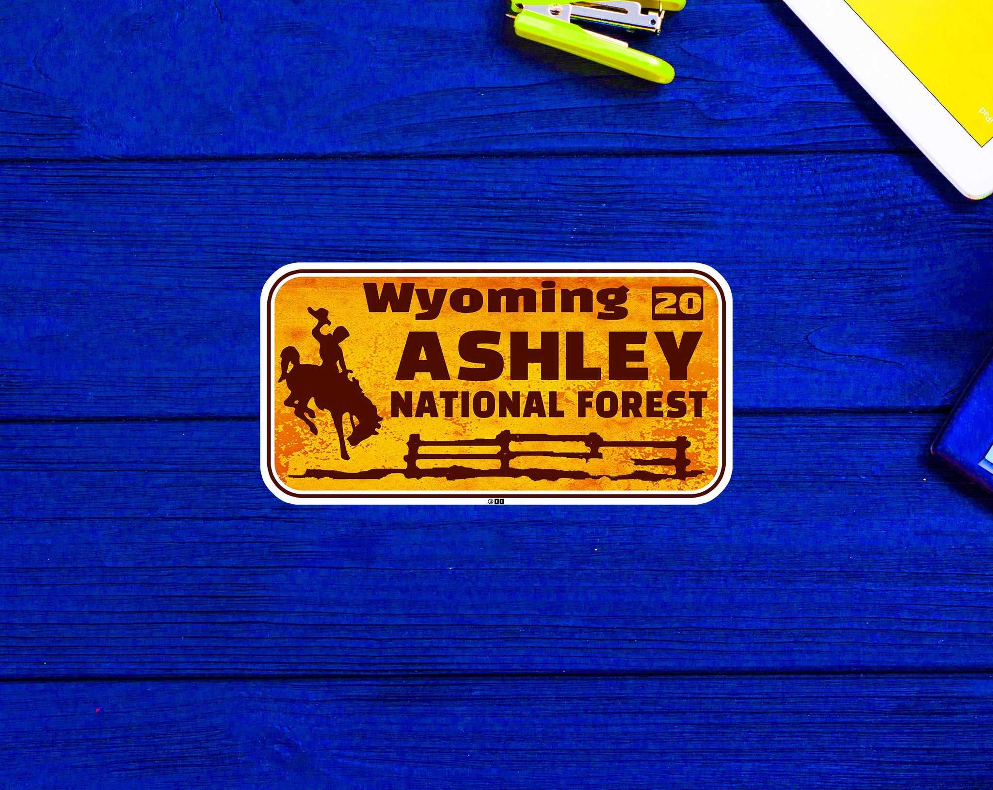 Ashley National Forest License Plate Wyoming Rusted Sticker 4"