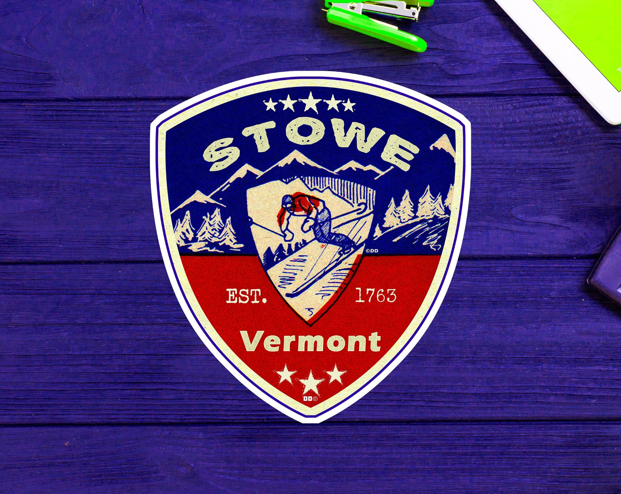 Ski Stowe Vermont Skiing Sticker Decal 3.25"