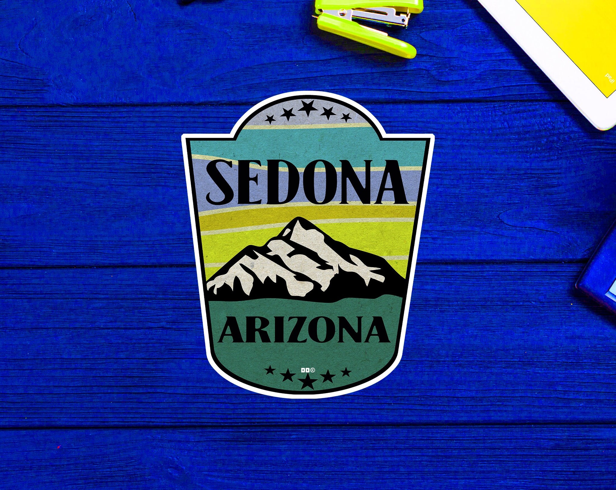 Sedona Arizona Mountains Desert Sun Vintage Distressed Sticker 3.5"