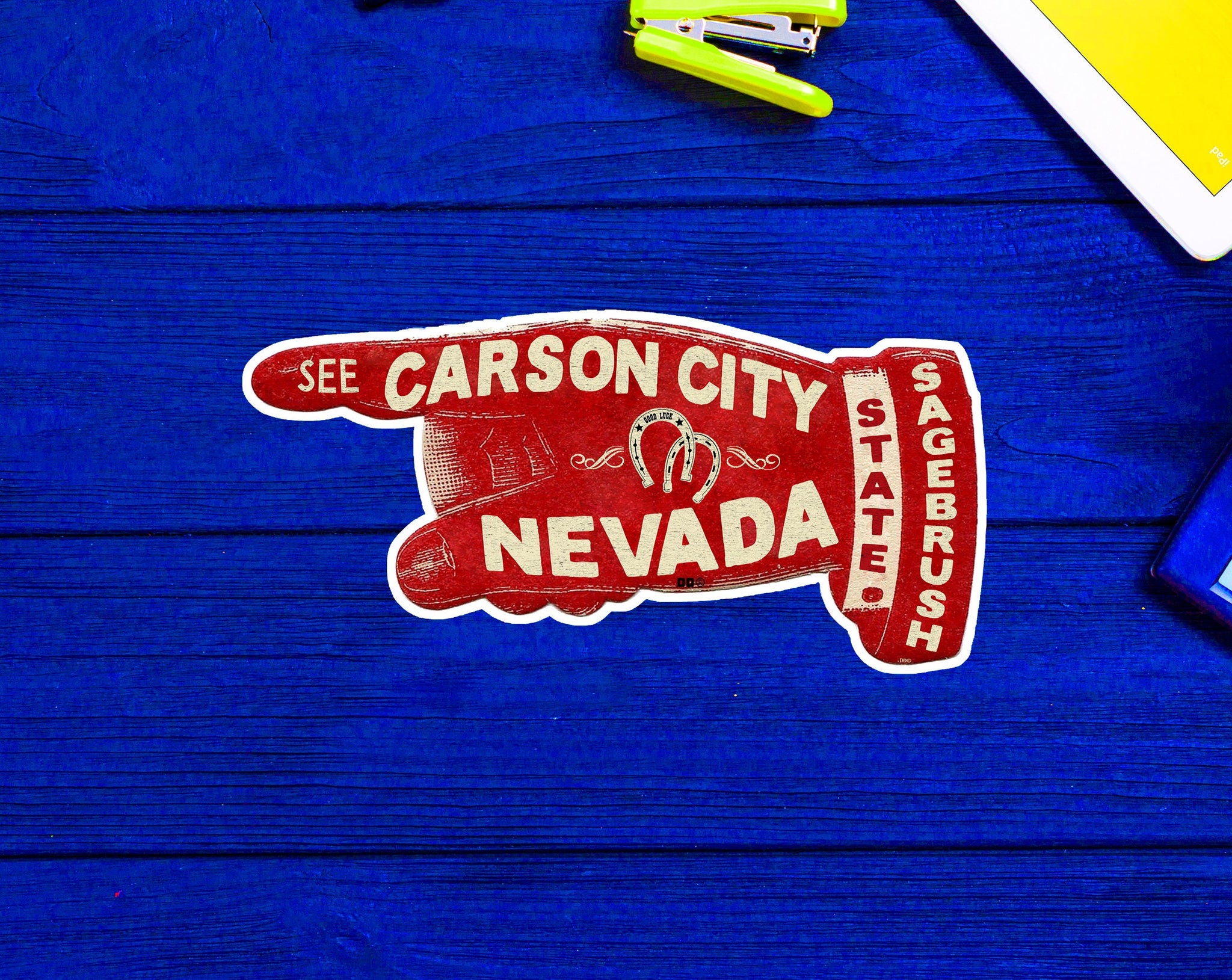 Vintage Carson City Nevada Travel Good Luck Sagebrush State Lake Tahoe Sticker 4"