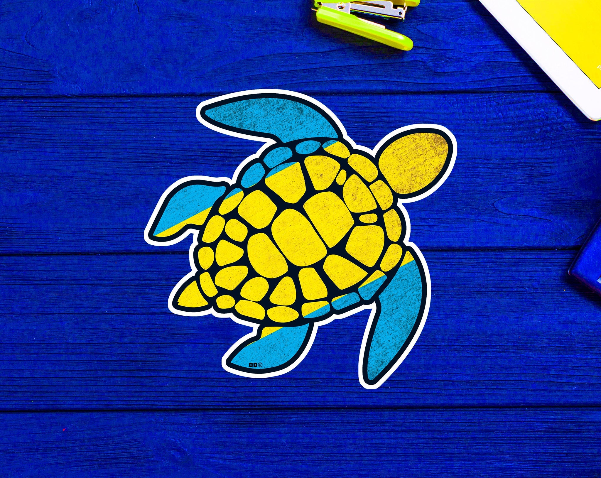 Sea Turtle Bahamas Flag Plastic Free Save The Sea Colorful Rainbow Turtles Sticker 3.3"