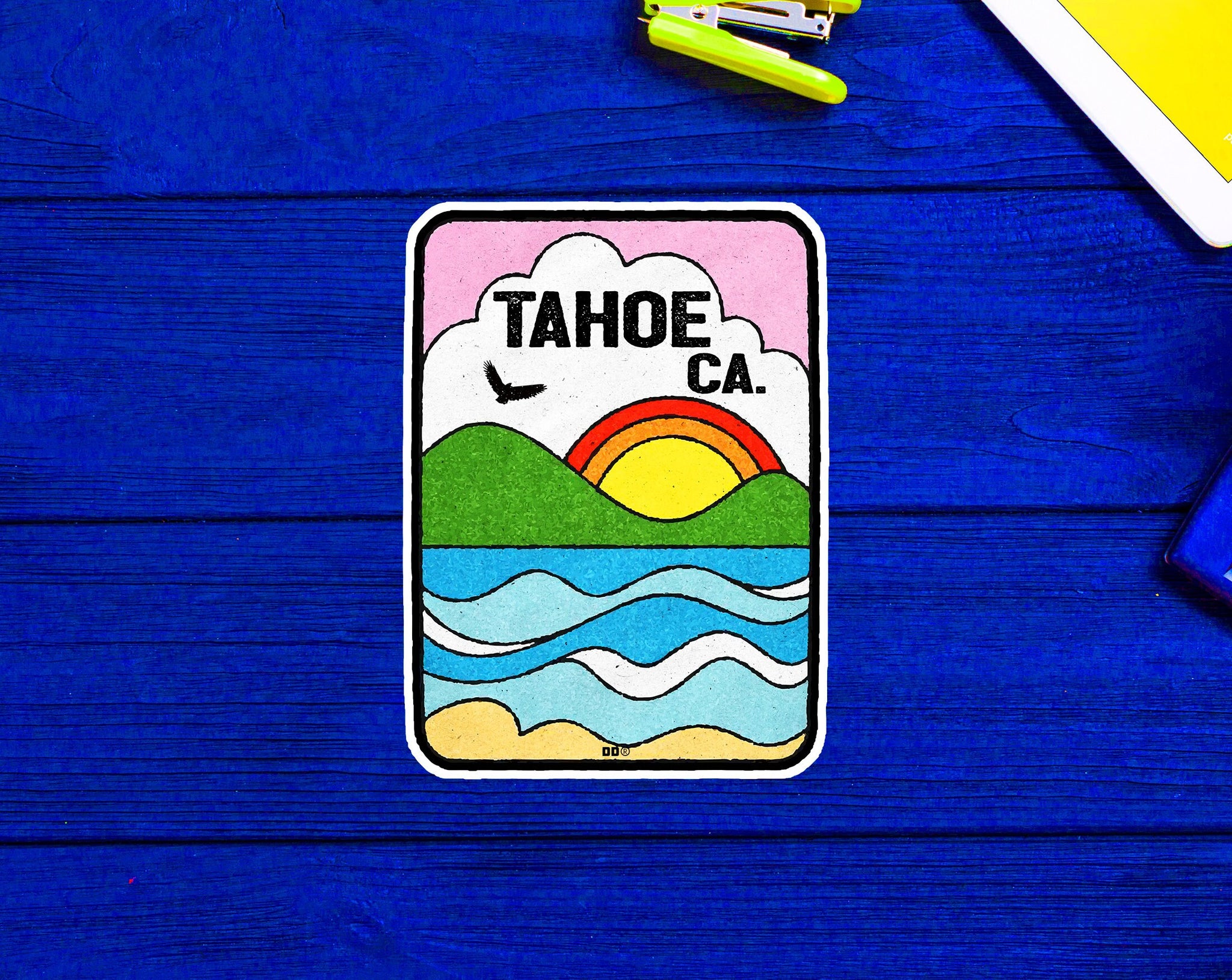 Lake Tahoe California Vintage 70's Groovy Hippie Hippy Sticker 2.9" x 4"