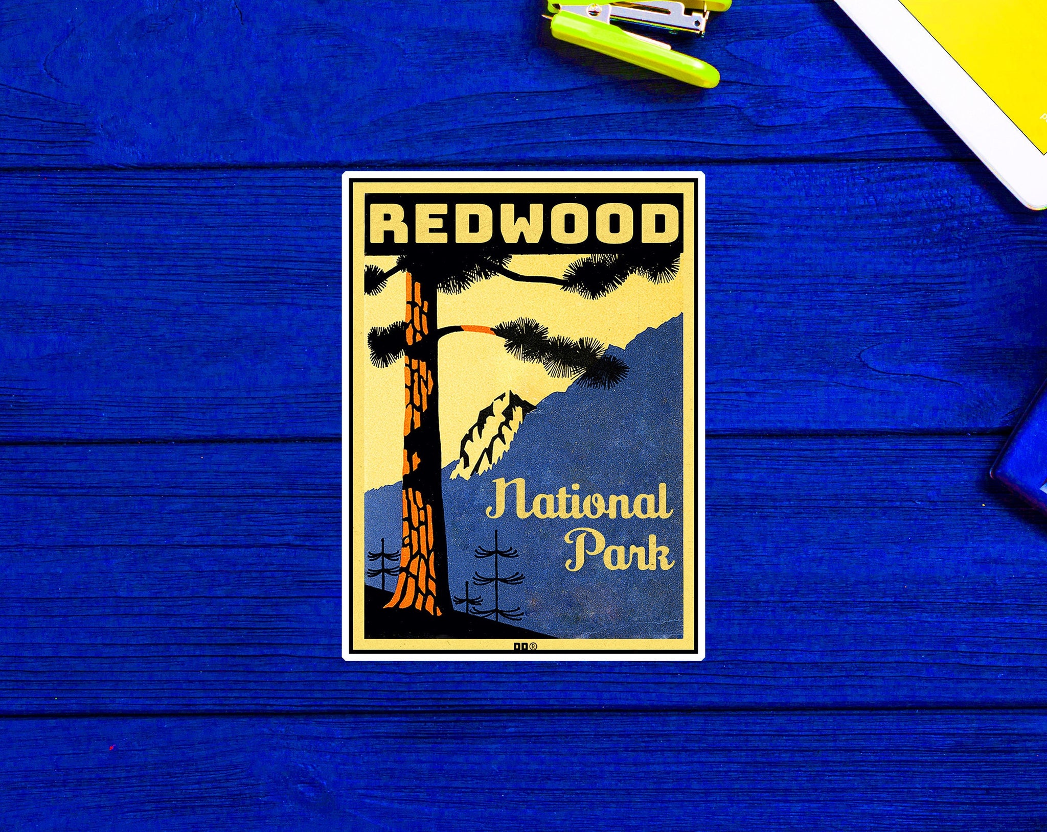 Redwood National Park California Vintage Sticker 2.9" x 4"