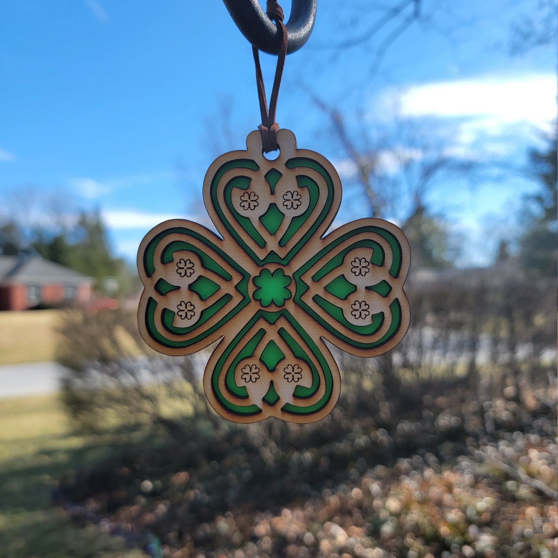 Wood Shamrock Celtic Ornament Wall Decoration Cross Saint Patrick's Day