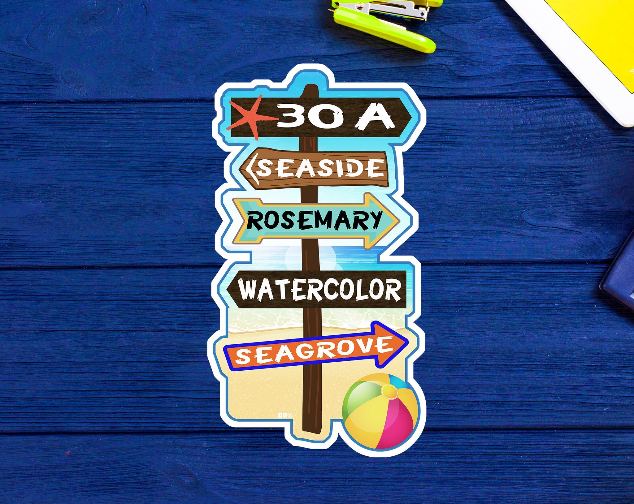 30 A FLORIDA Seaside Watercolor Beach DECAL STICKER 3.75"