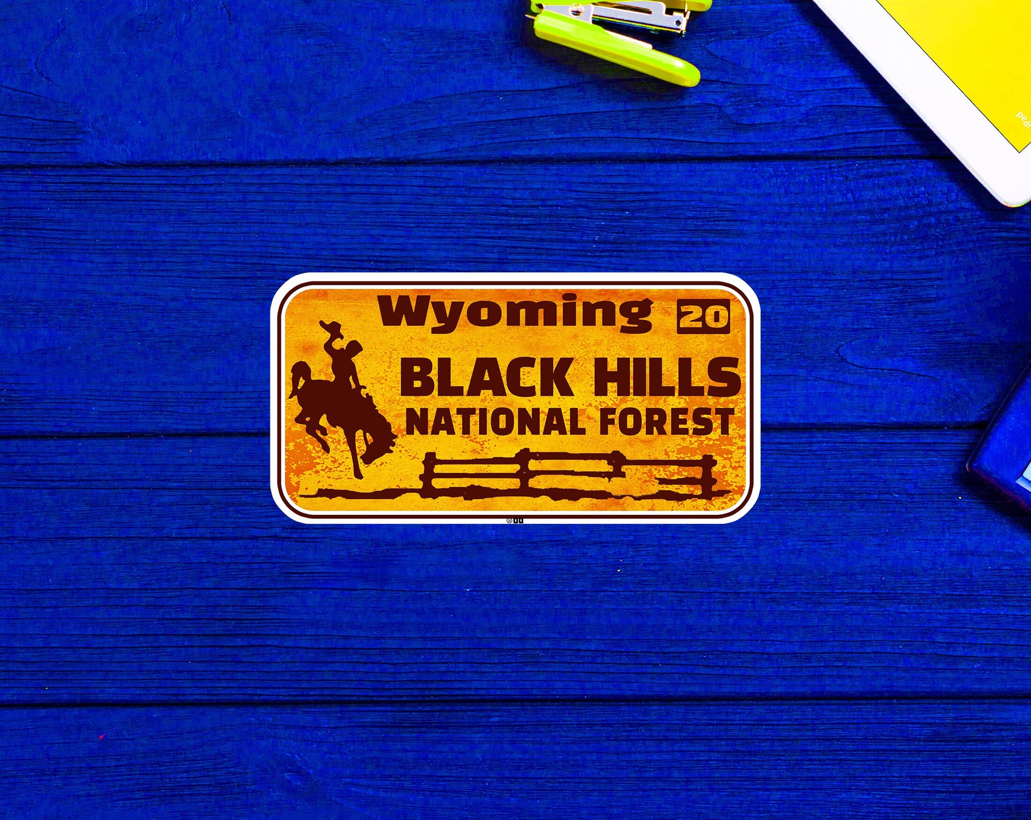 Black Hills National Forest License Plate Wyoming Rusted Sticker 4"