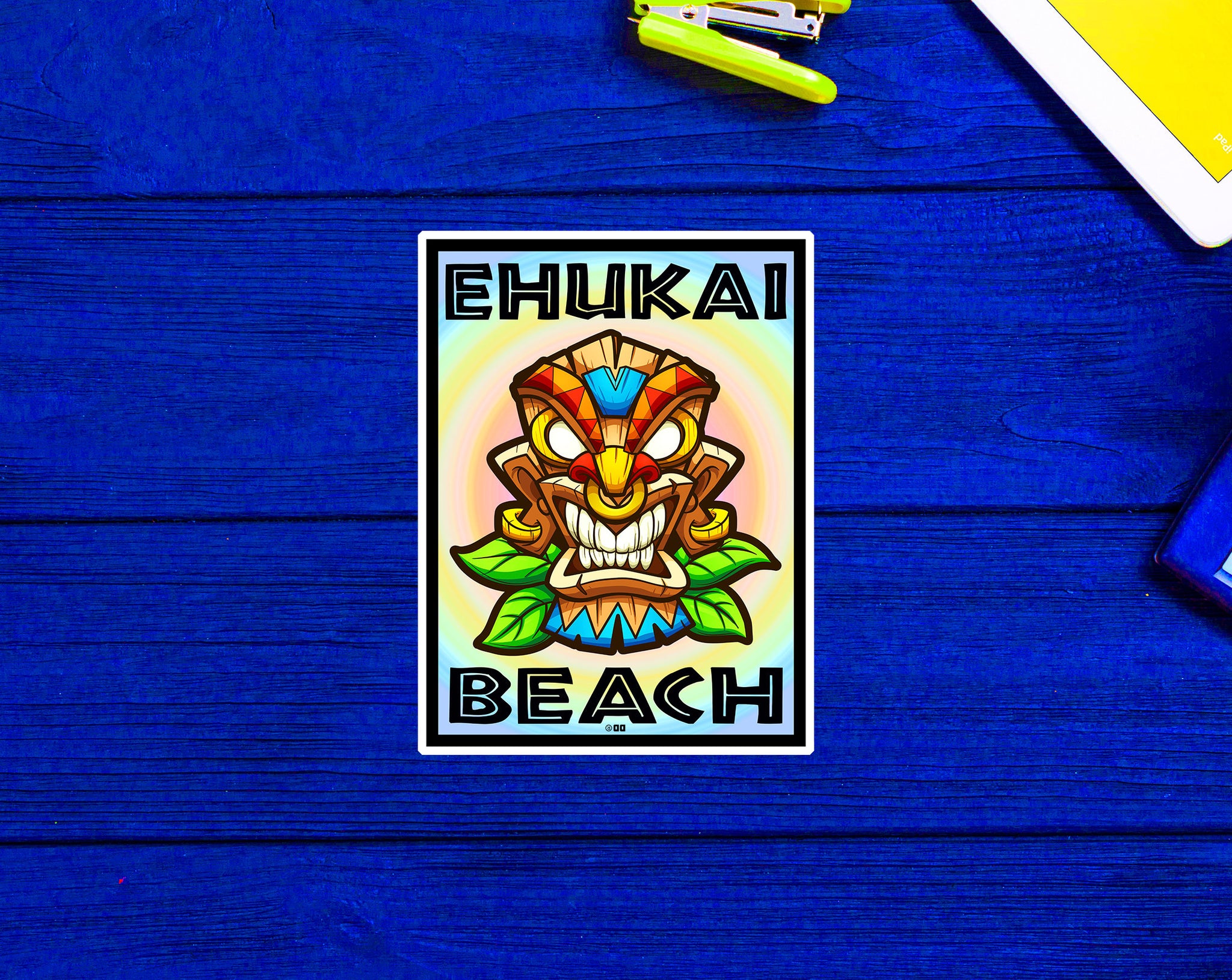 Surfing Ehukai Beach Tiki Surf Hawaii North Shore Banzai Pipeline Sticker 4"