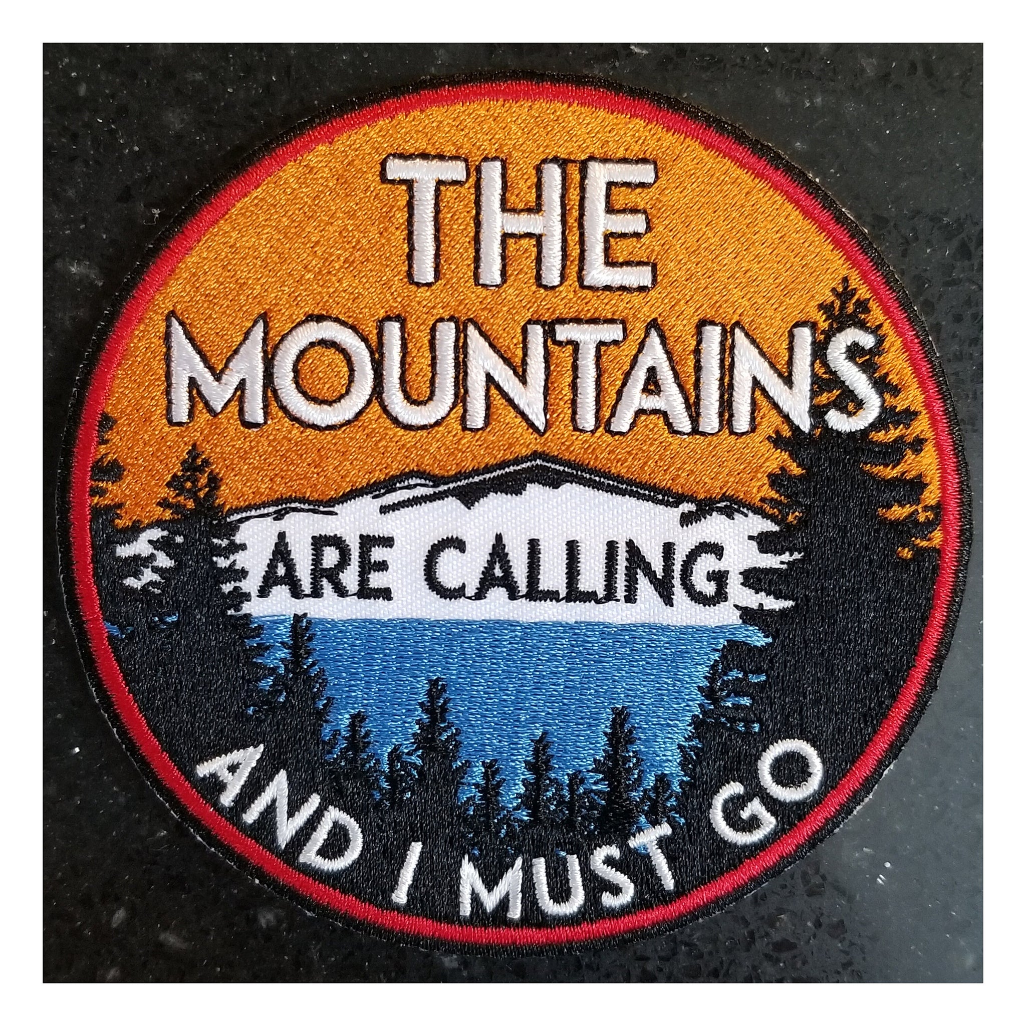 The Mountains Are Calling And I Must Go PATCH National Park 3.5" Iron-On  Embroidered Nature Outdoors Hiking Camping