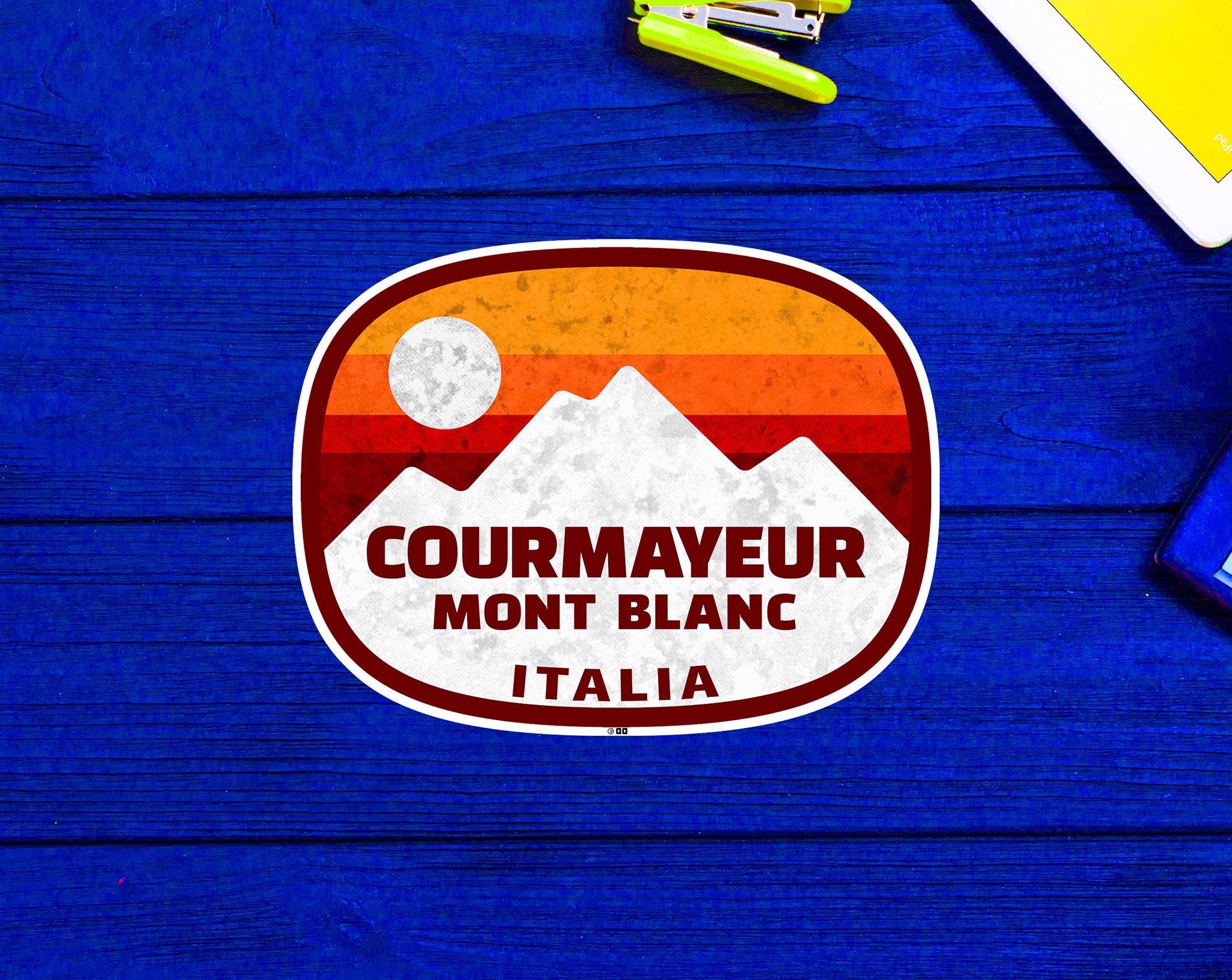 Ski Courmayeur Italy Skiing Mont Blanc Italia Matterhorn Sticker 3.9"