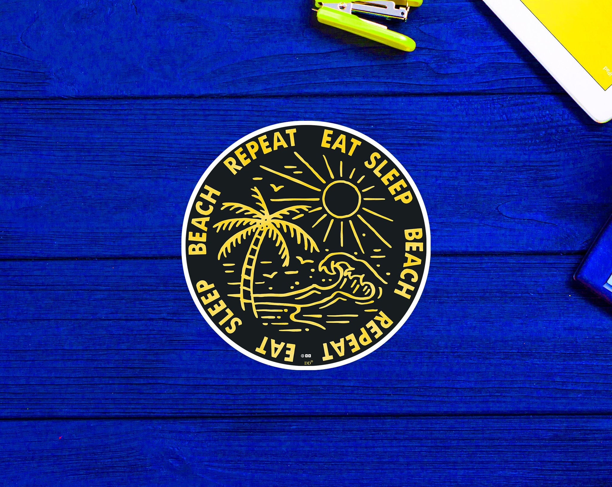 Eat Sleep Beach Repeat Surfing Ocean Surfing Travel Sticker 3"
