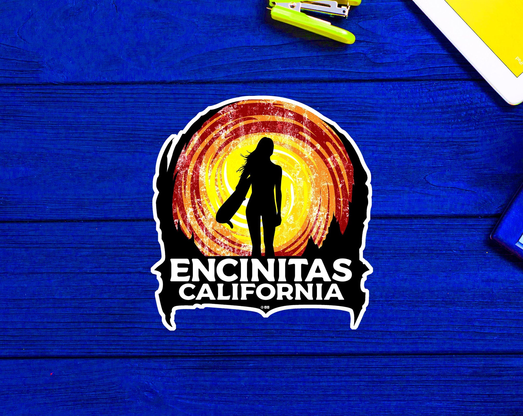 Encinitas California Surf Waves Ocean Beach Vacation Sticker 3.2"