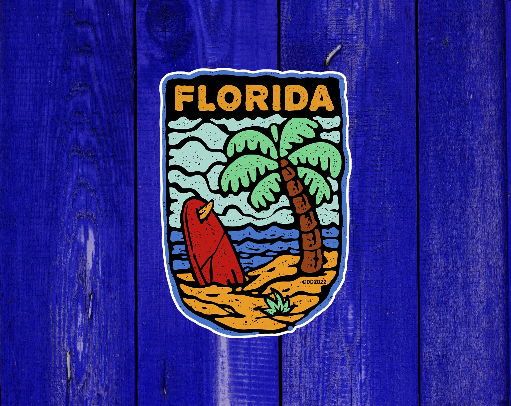 Florida Beach Sticker Decal 3.9" Daytona Destin Pensacola Tampa Jacksonville Surfing Miami Cocoa Indoor Outdoor Vinyl