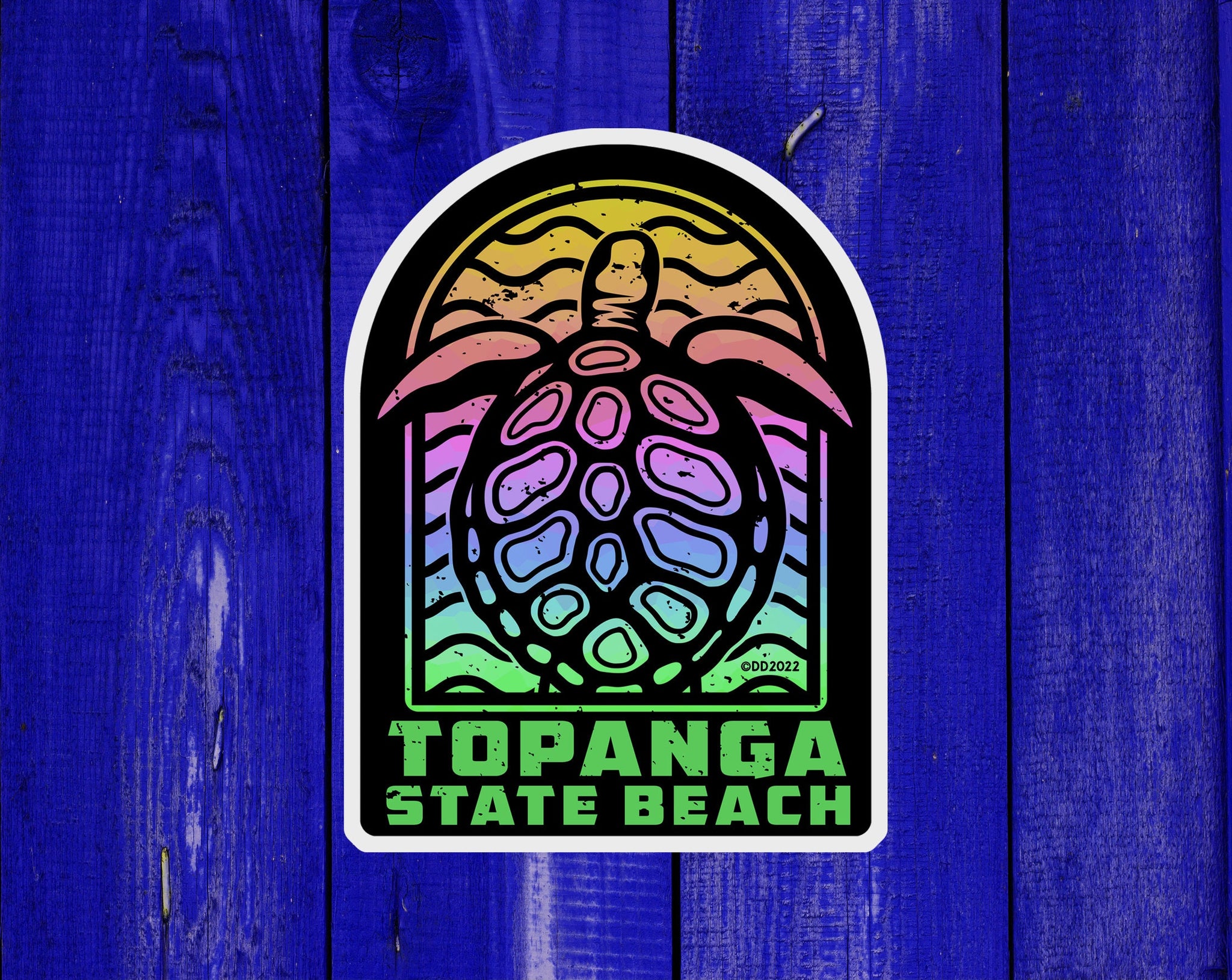 Topanga State Beach California Sea Turtle Sticker 3.9" Vinyl Indoor Or Outdoors