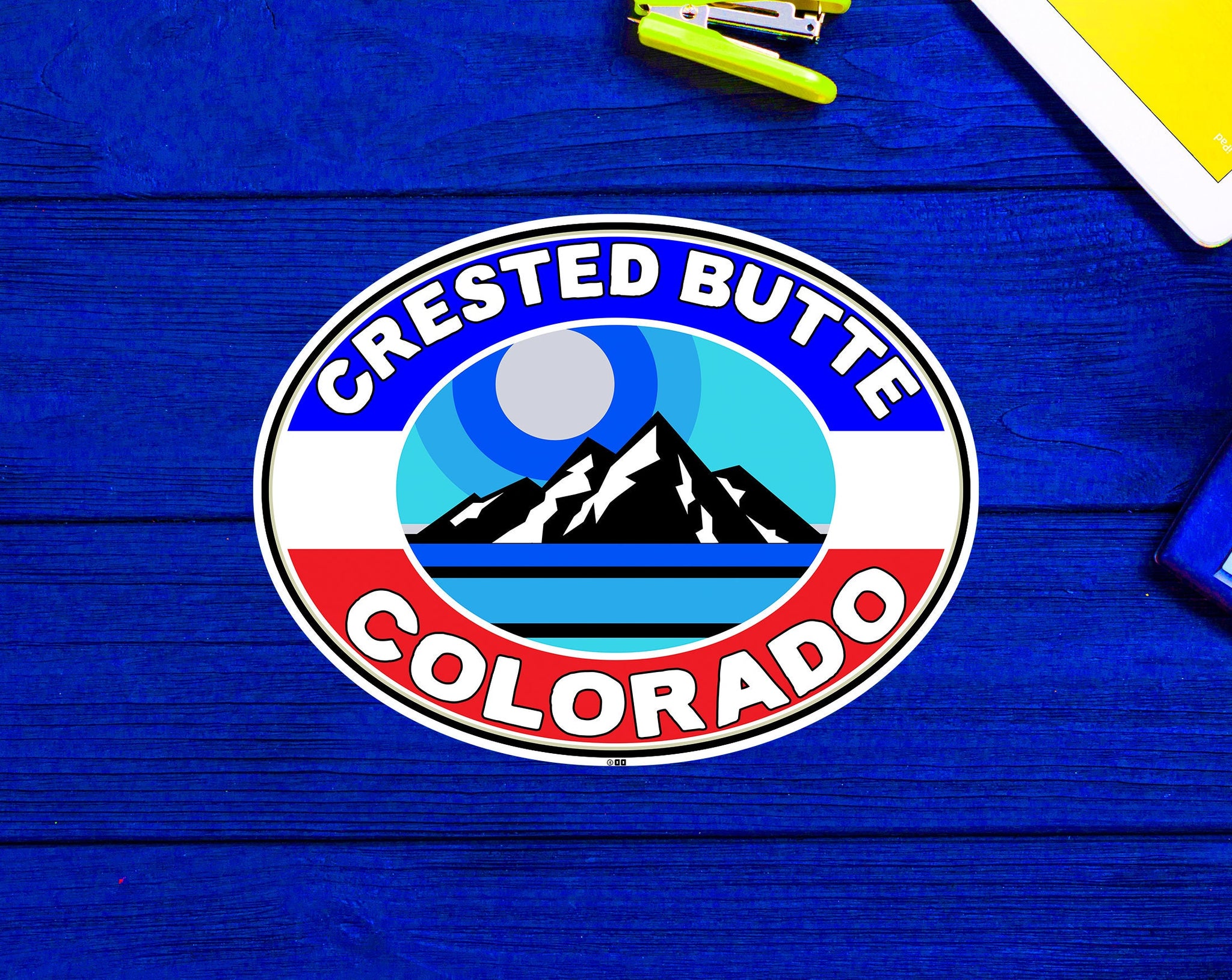 Crested Butte Colorado Skiing Decal Sticker 3.75" Vinyl Laptop Bumper Luggage