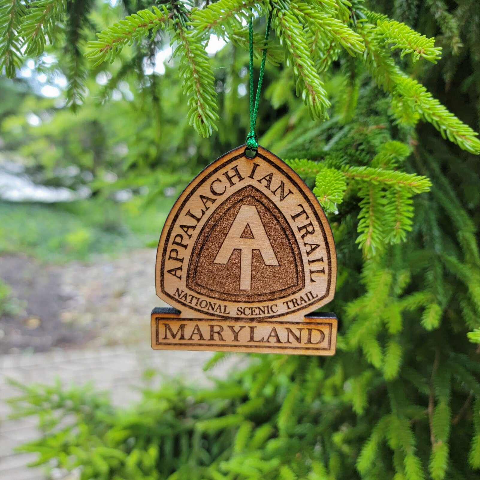 Appalachian Trail Maryland Ornament Christmas American Wood Engraved Flags 3.25" MD