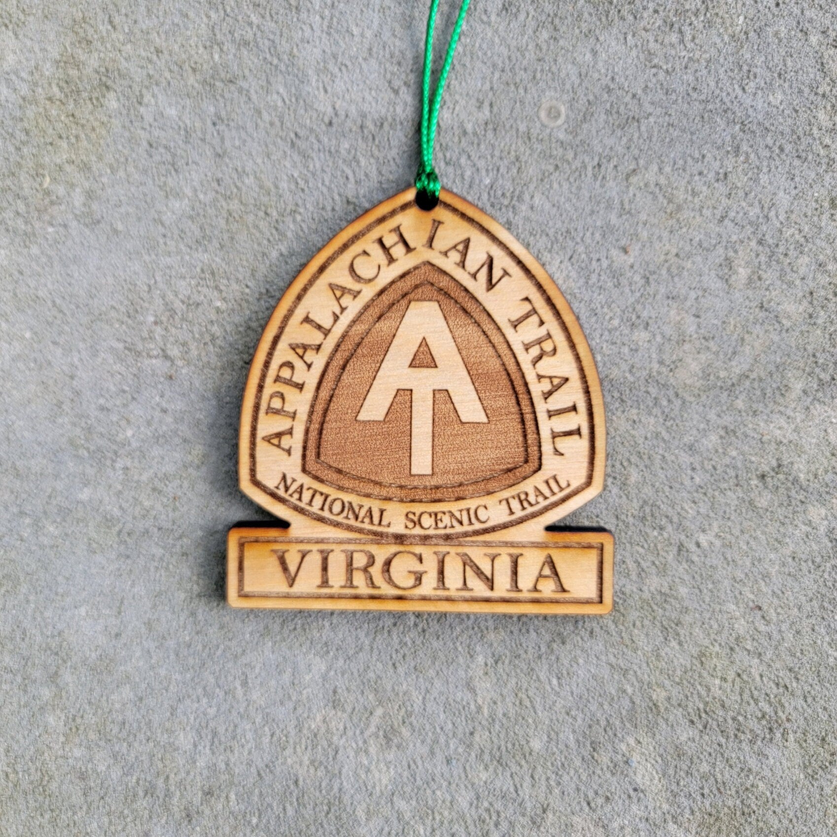 Appalachian Trail Virginia Ornament Christmas American Wood Engraved Flags 3.25" VA
