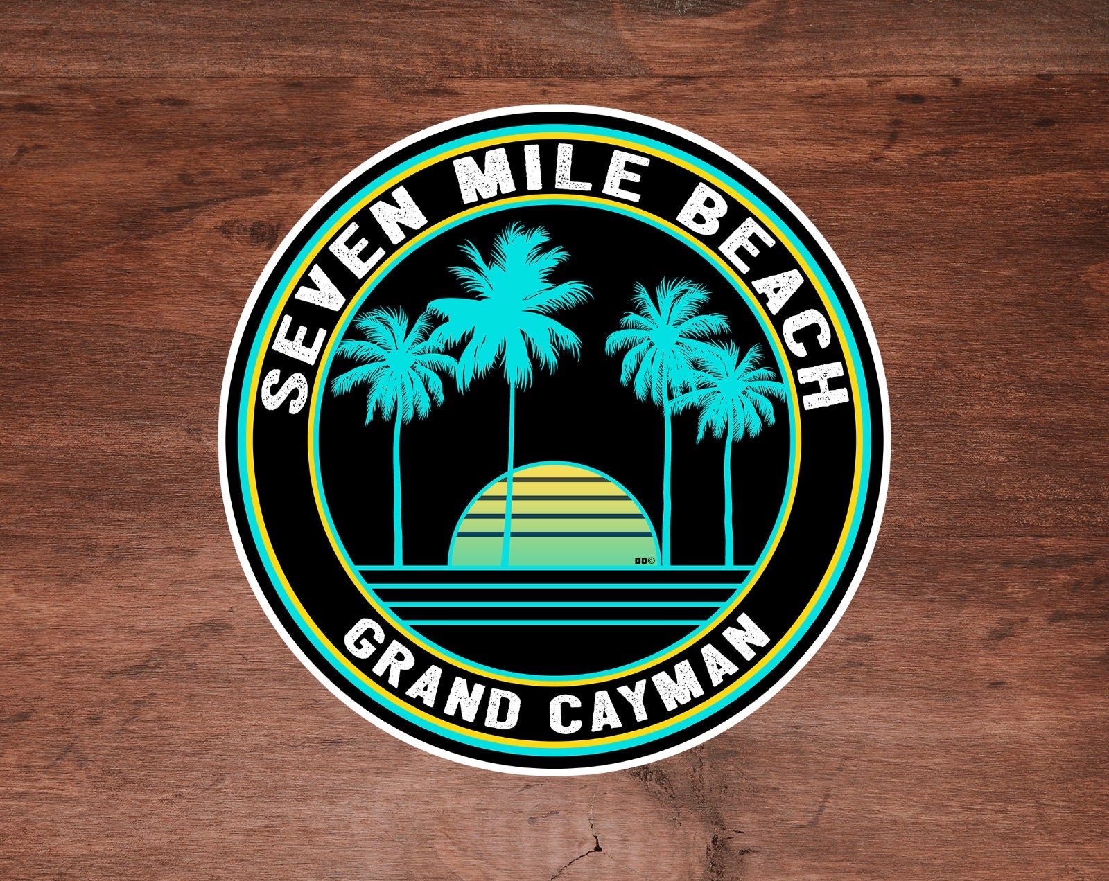 Seven Mile Beach Decal 3" Sticker Grand Cayman Island Tropical Travel Vinyl