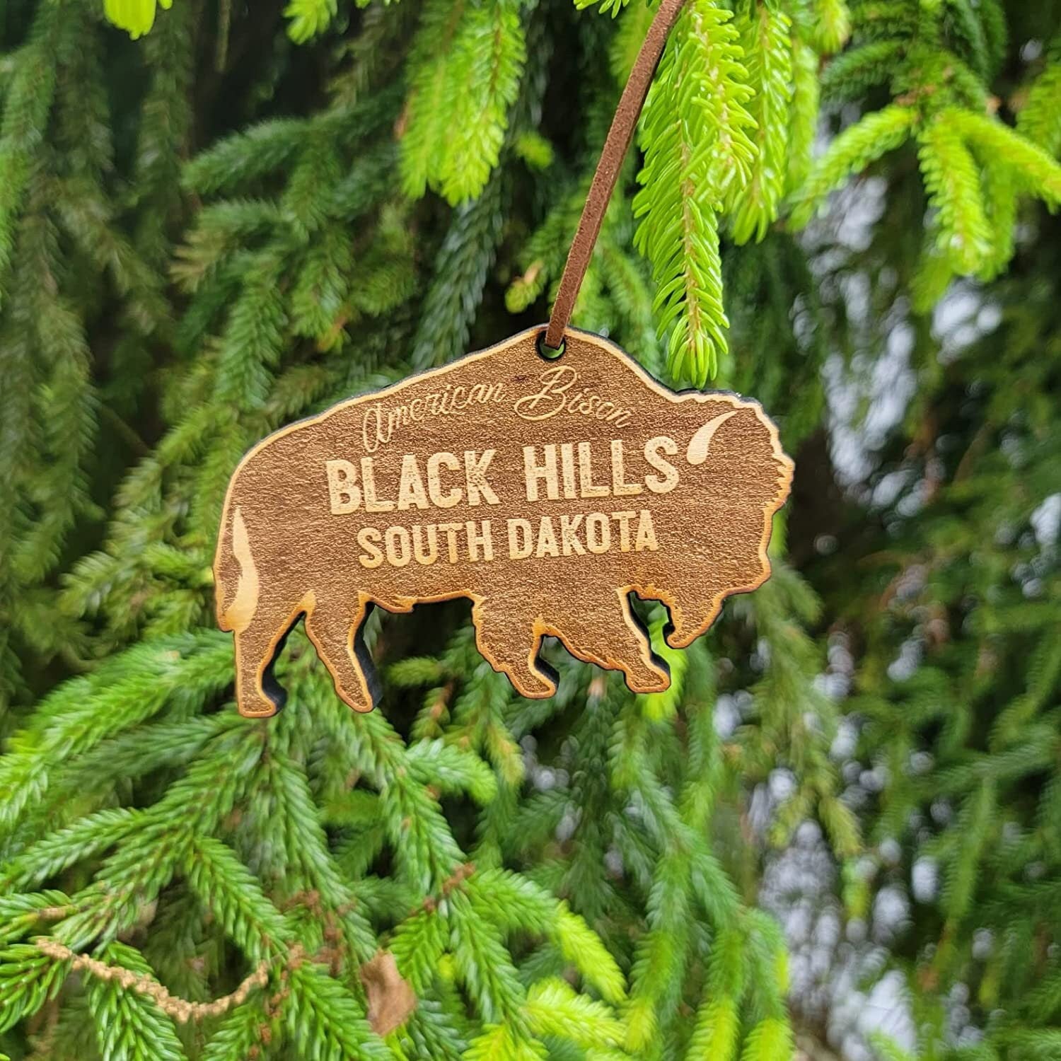 Wood Black Hills Christmas Ornament Bison 3.75" South Dakota Buffalo