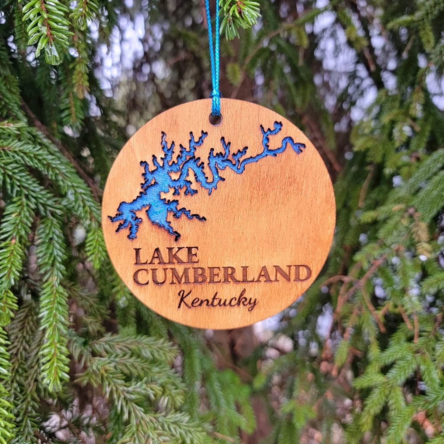 Lake Cumberland Kentucky Ornament 4" Wood Engraved Laser Cut Christmas Ornaments