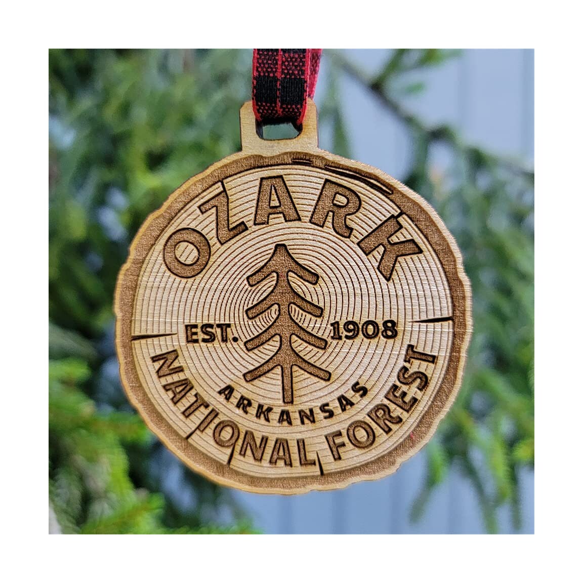 Wood Christmas Ornament Ozark National Forest Laser Cut 3" Missouri