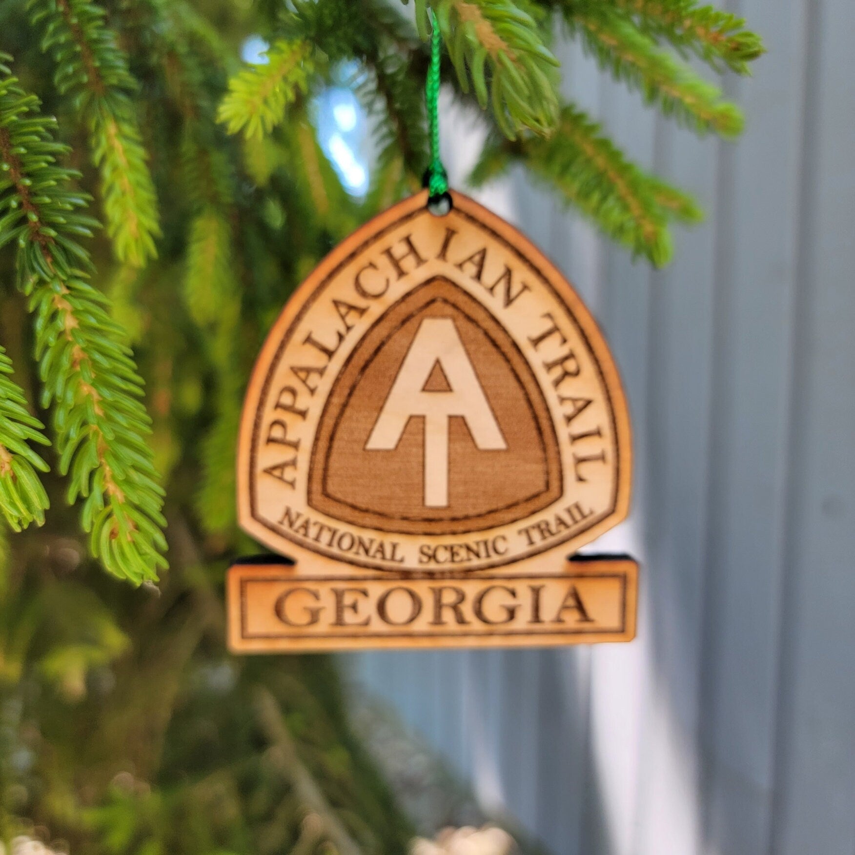 Appalachian Trail Georgia Ornament Christmas American Wood Engraved Flags 3.25" GA