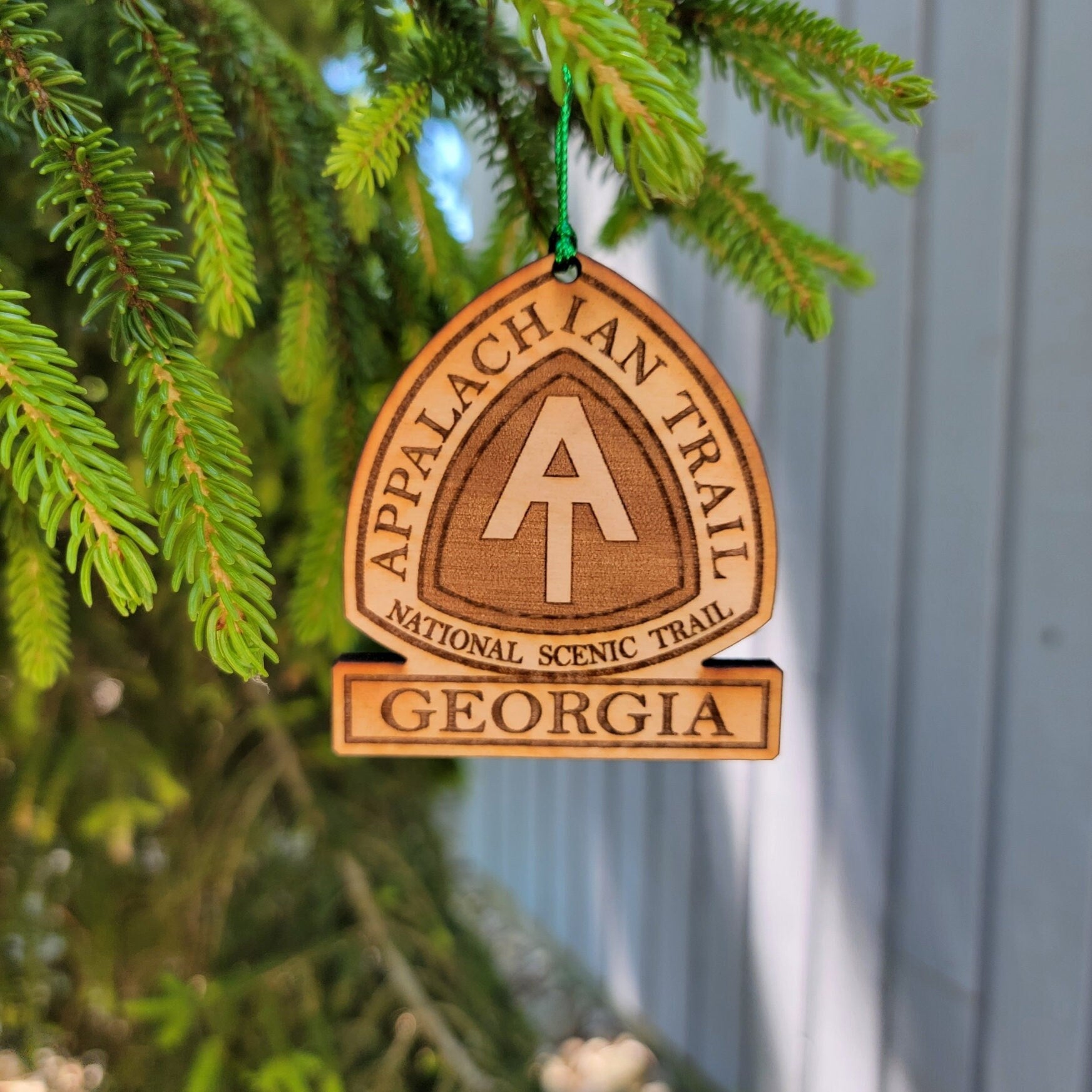 Appalachian Trail Georgia Ornament Christmas American Wood Engraved Flags 3.25" GA