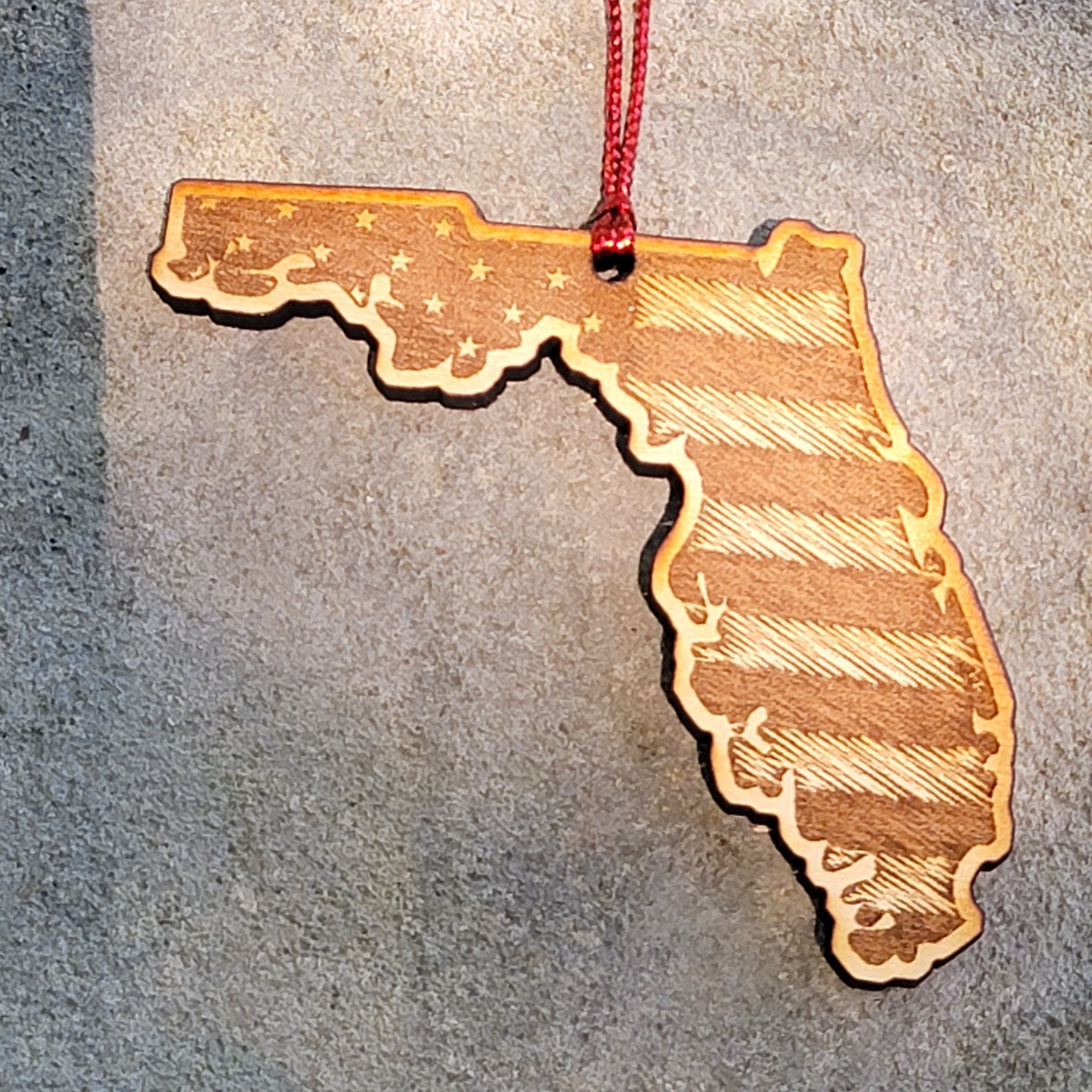 Florida Flag Ornament Christmas American Wood Engraved Flags 3.6" FL Miami Orlando Tampa Tallahassee Jacksonville Destin