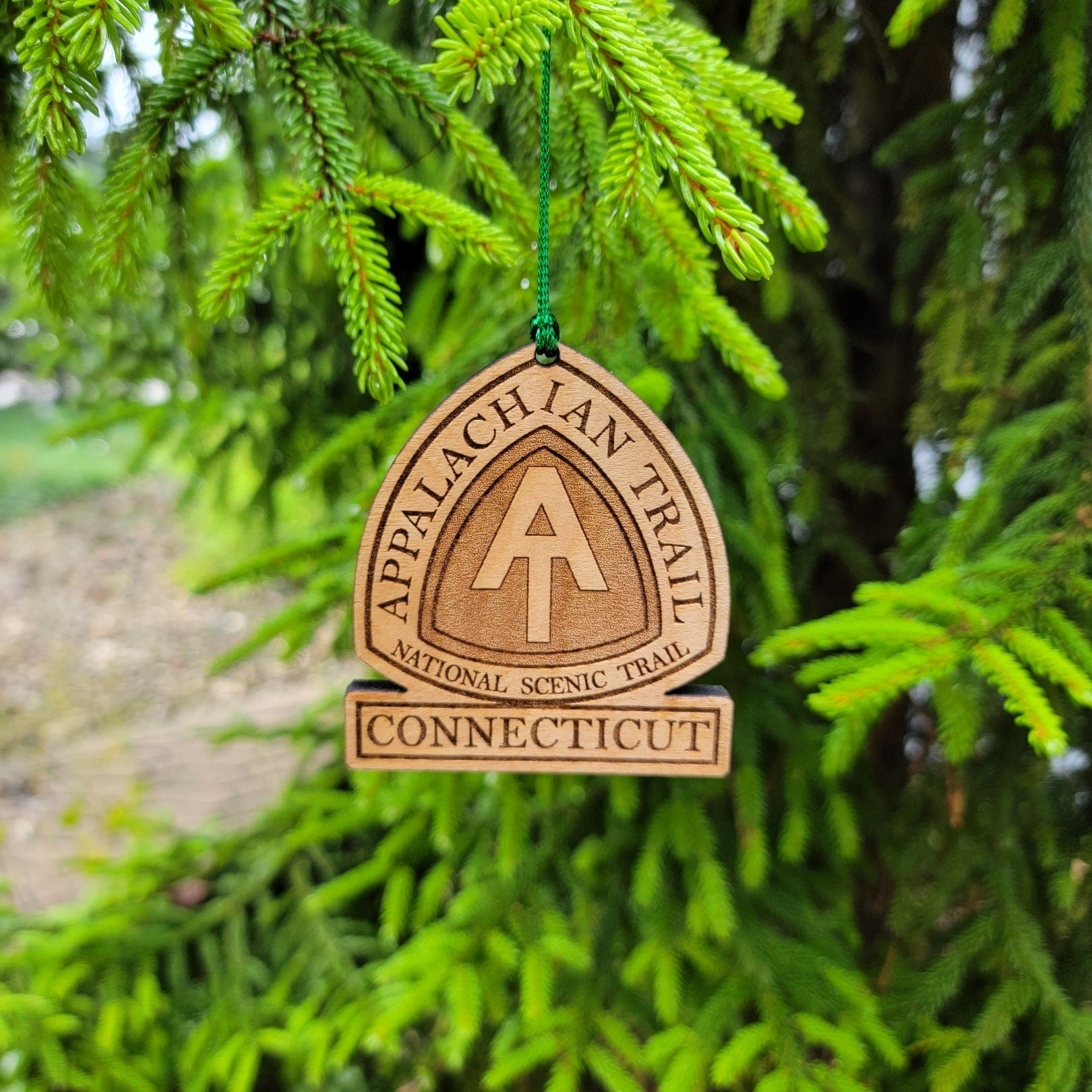 Appalachian Trail CONNECTICUT Ornament Christmas American Wood Engraved 3.25" CT
