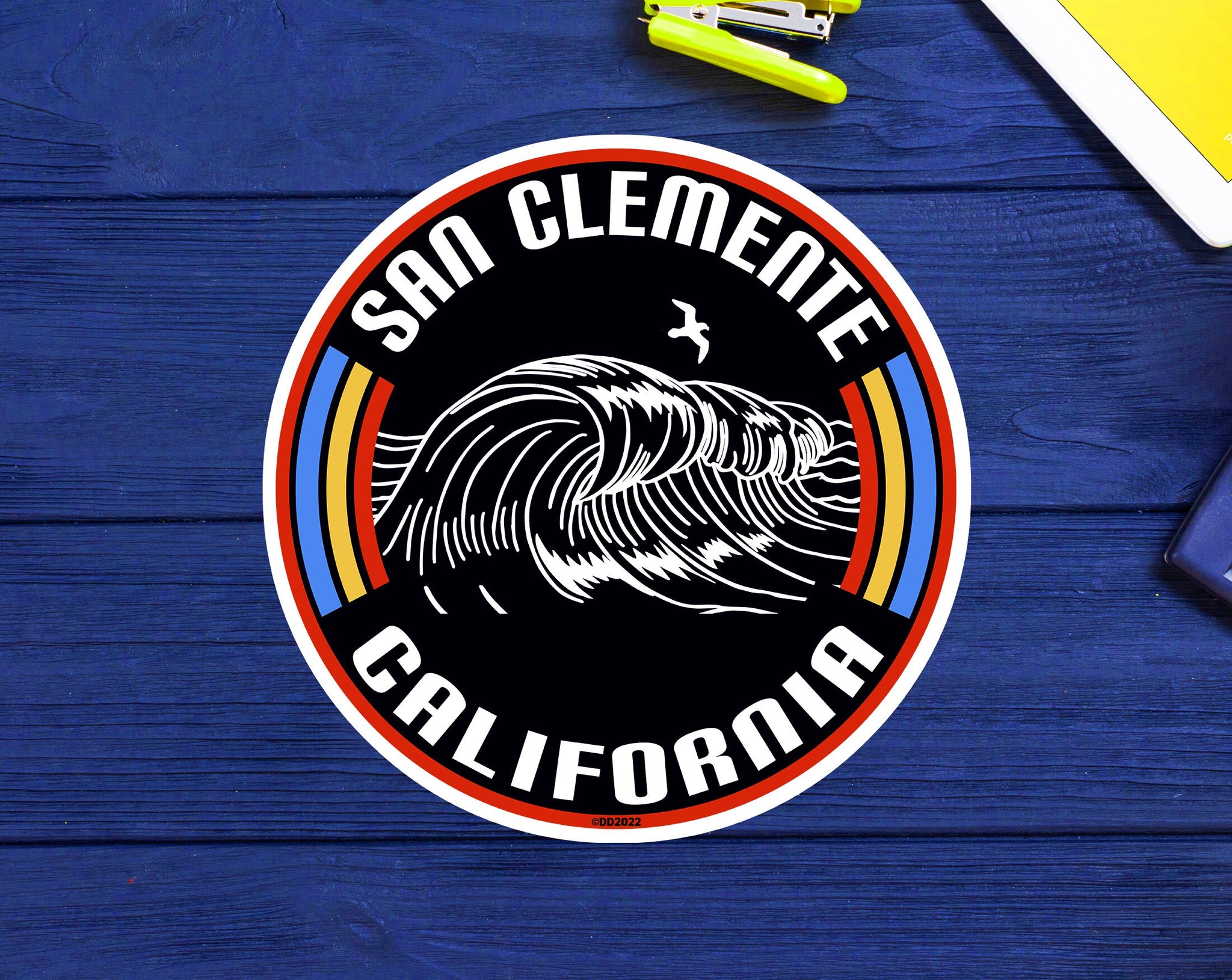 San Clemente Beach California Surf Decal Sticker 3" Surfing Park Vinyl Surfer