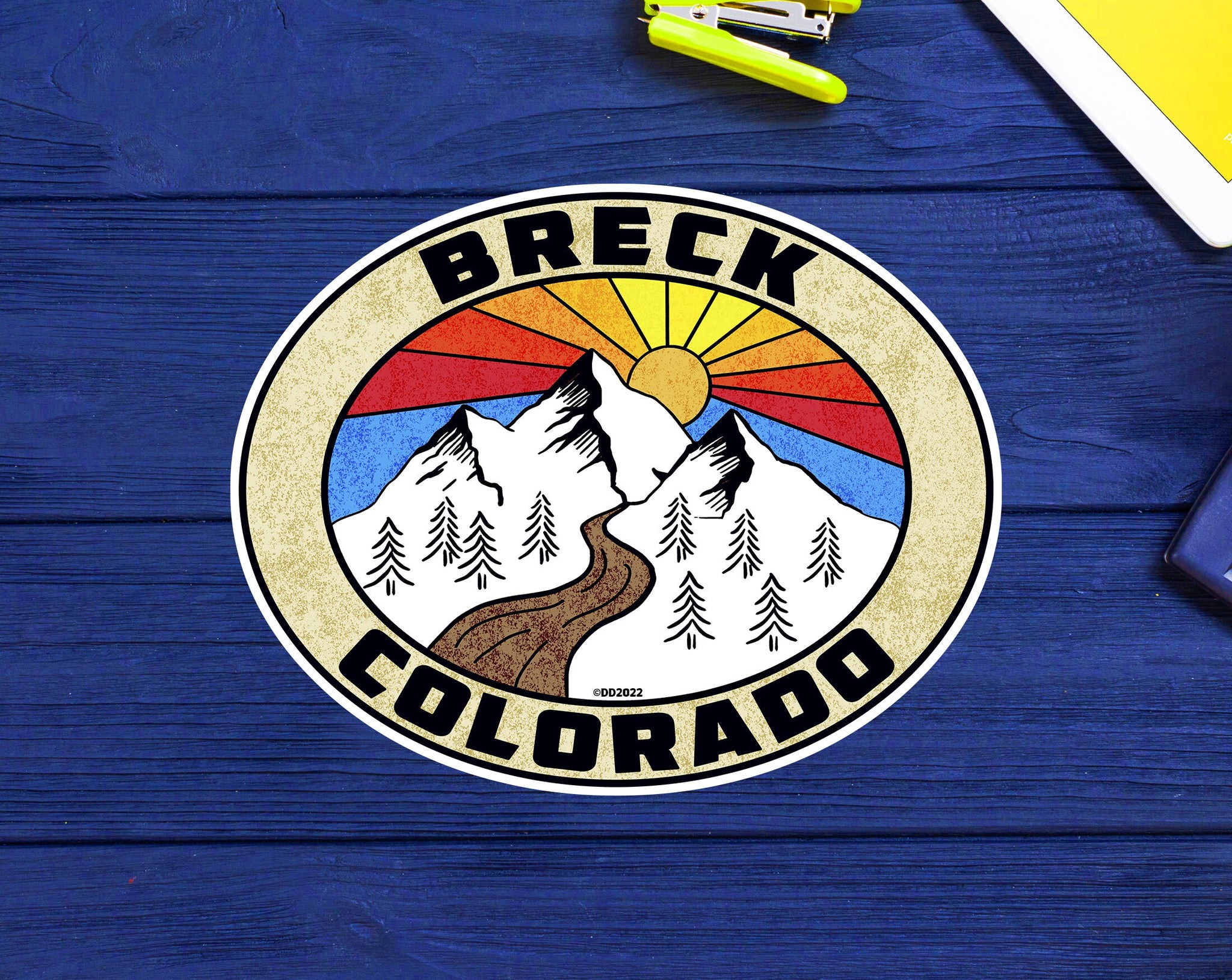 Ski Breck Colorado Skiing Decal Sticker 3.5" x 2.75" Vinyl Laptop Bumper Luggage Breckenridge
