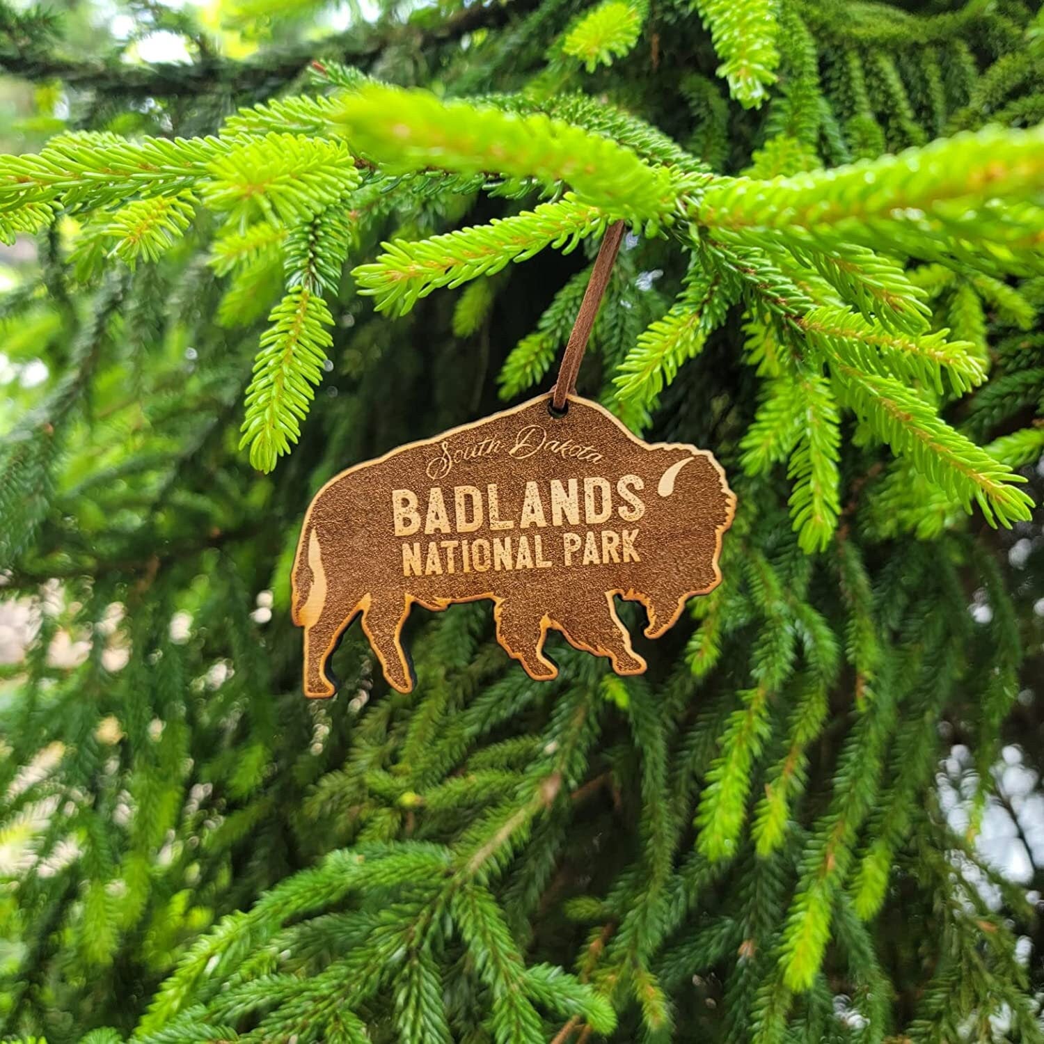 Wood Badlands National Park Christmas Ornament Bison 3.75" South Dakota Buffalo