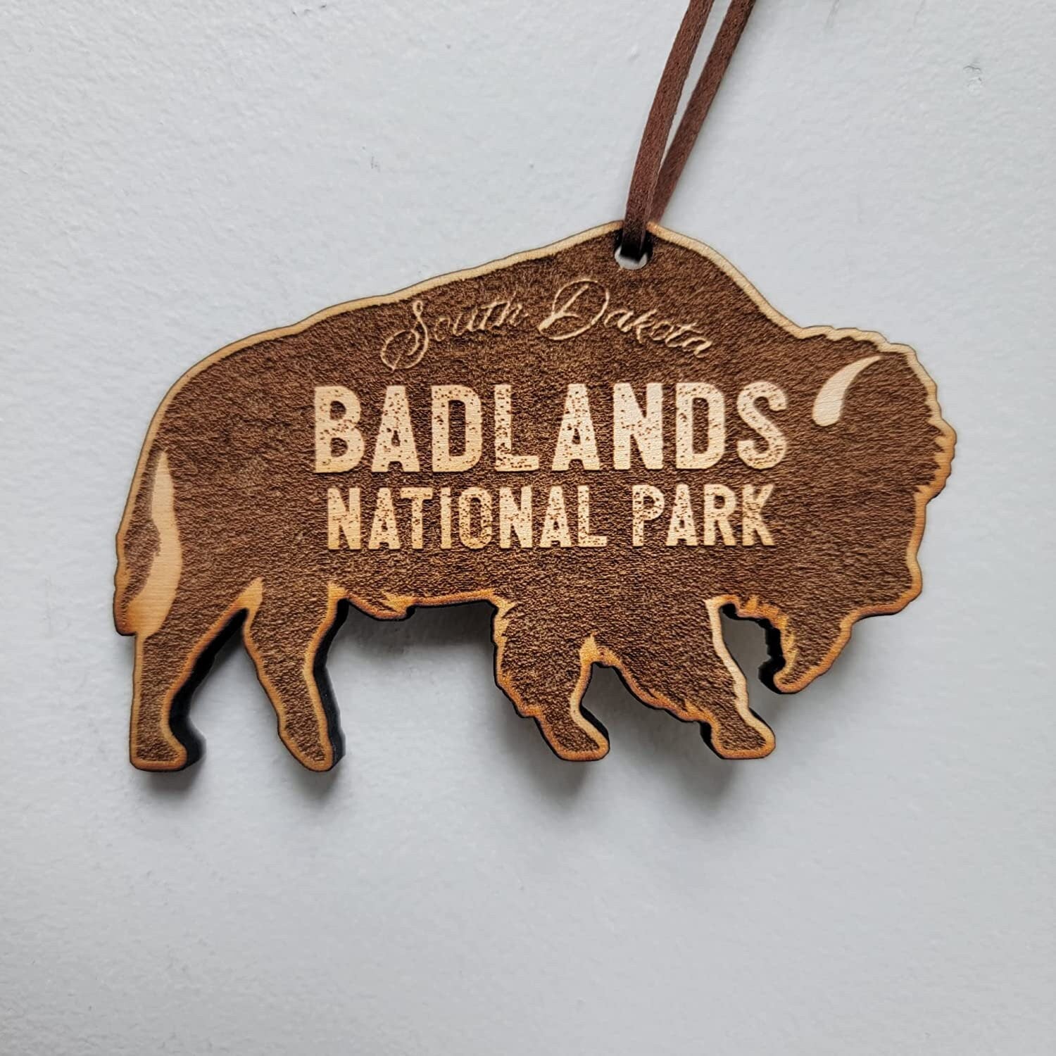 Wood Badlands National Park Christmas Ornament Bison 3.75" South Dakota Buffalo