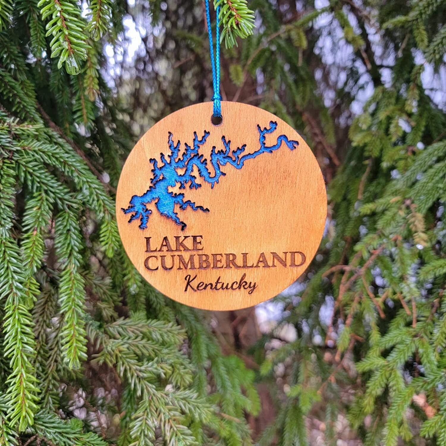 Lake Cumberland Kentucky Ornament 4" Wood Engraved Laser Cut Christmas Ornaments