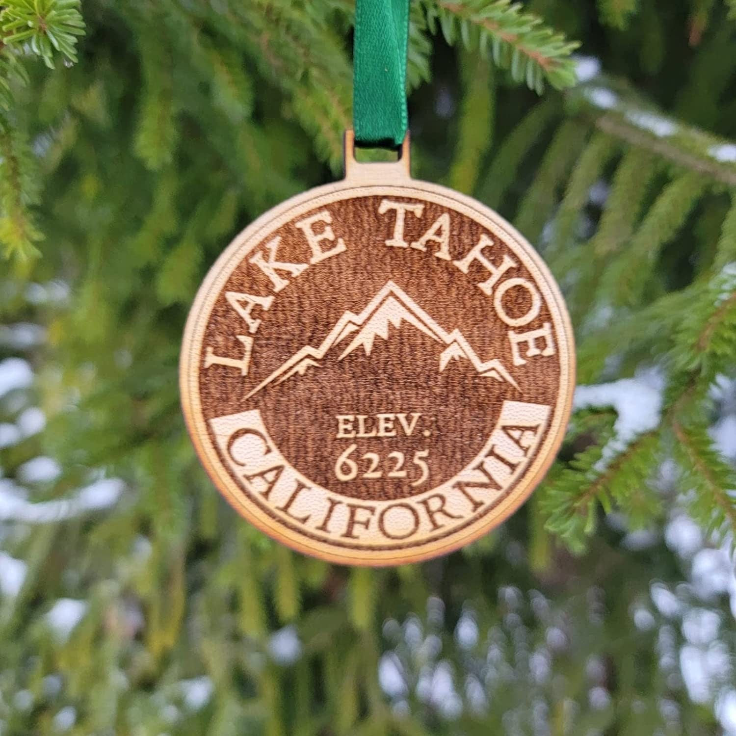 Lake Tahoe California Ornament Christmas Wood Laser Cut CA 3"