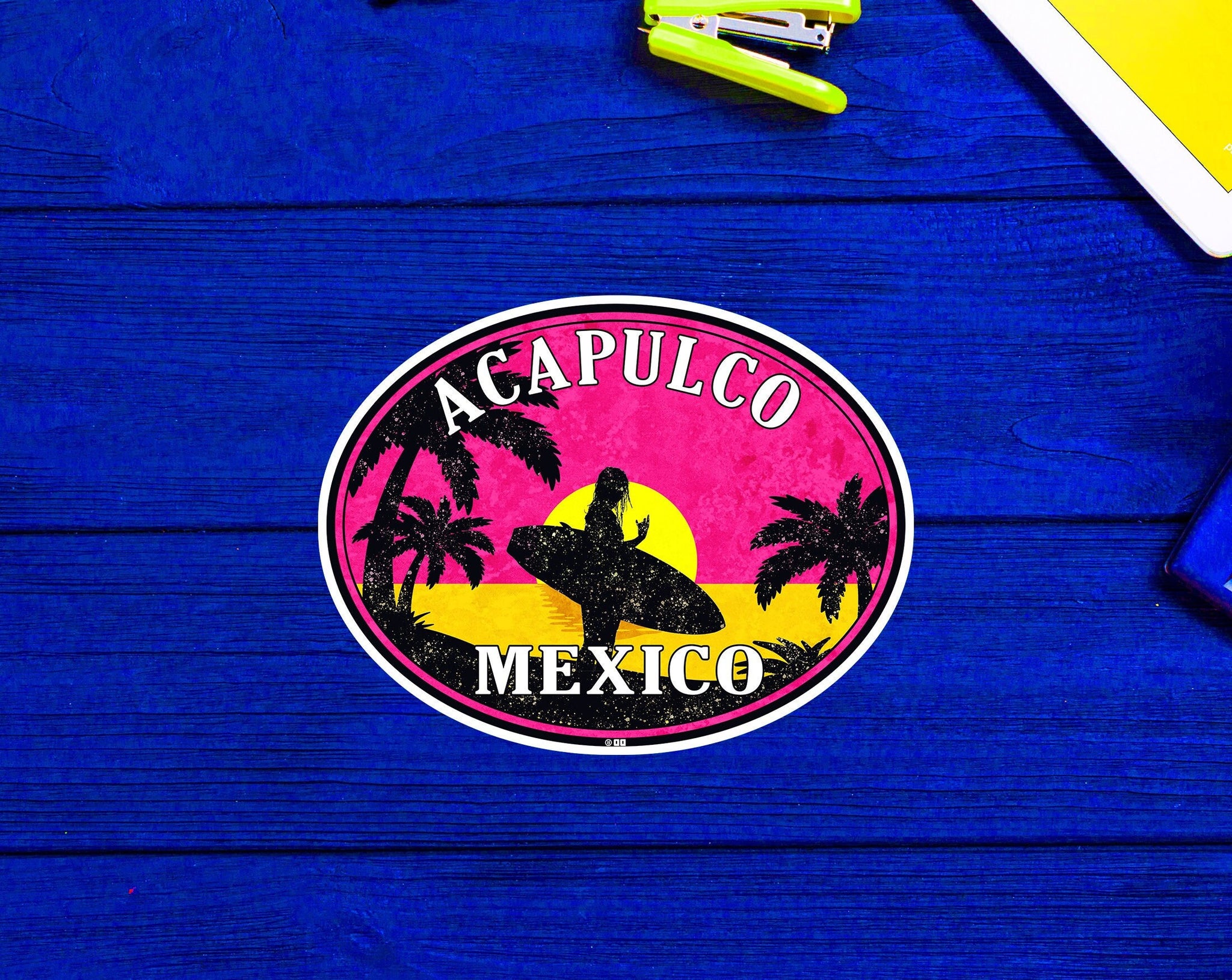 Surf Acapulco Mexico Cancun Laptop Bumper Surfing Sticker 3.9"