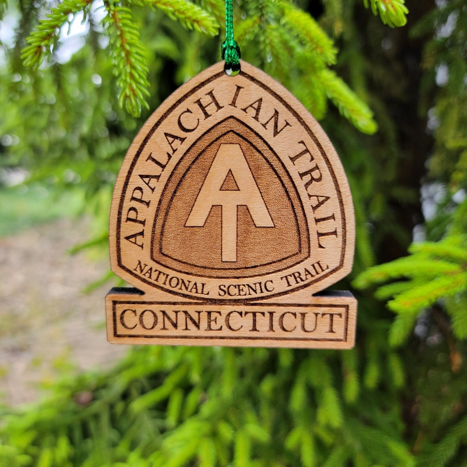 Appalachian Trail CONNECTICUT Ornament Christmas American Wood Engraved 3.25" CT