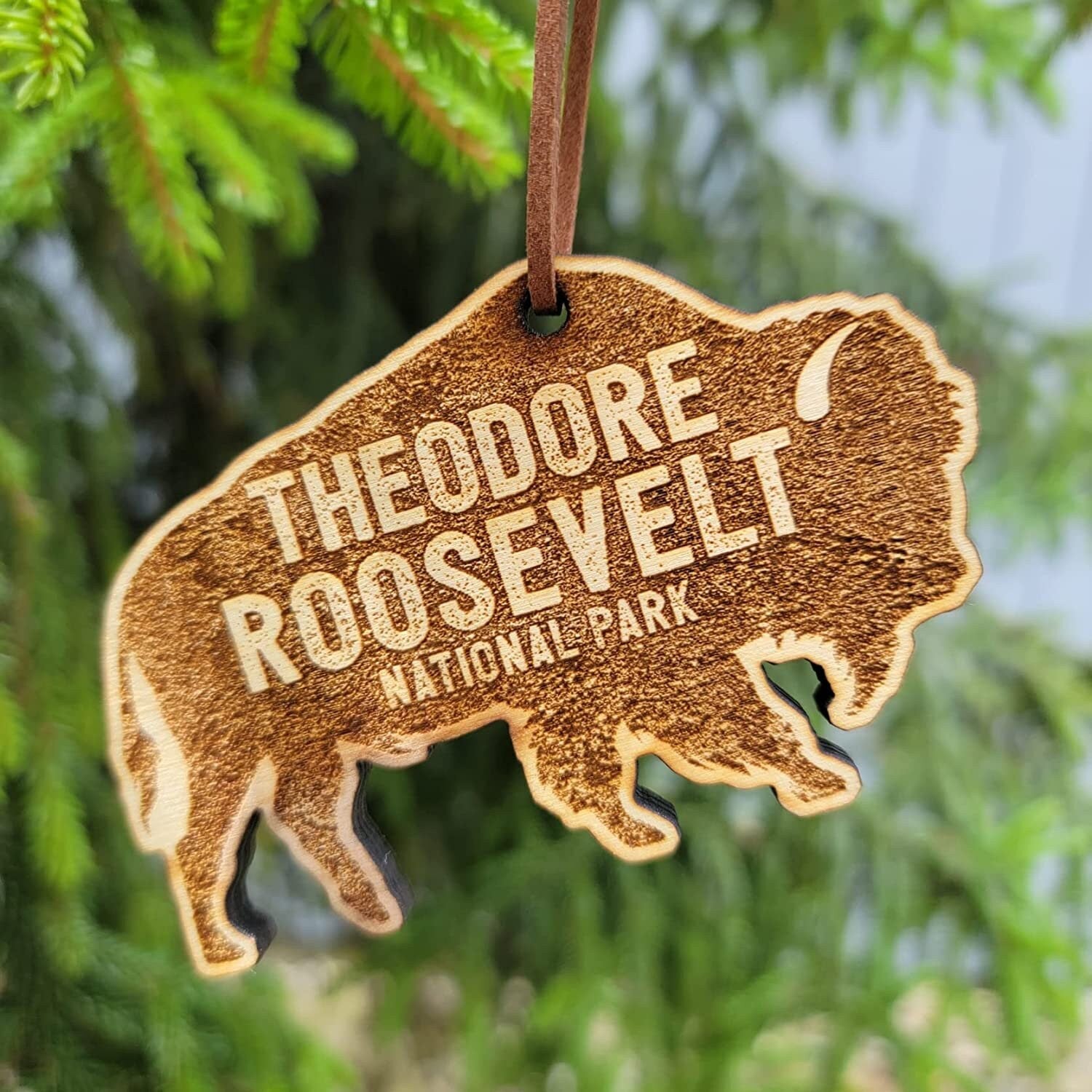 Theodore Roosevelt National Park Wood Christmas Ornament Bison 3.75" North Dakota Buffalo ND