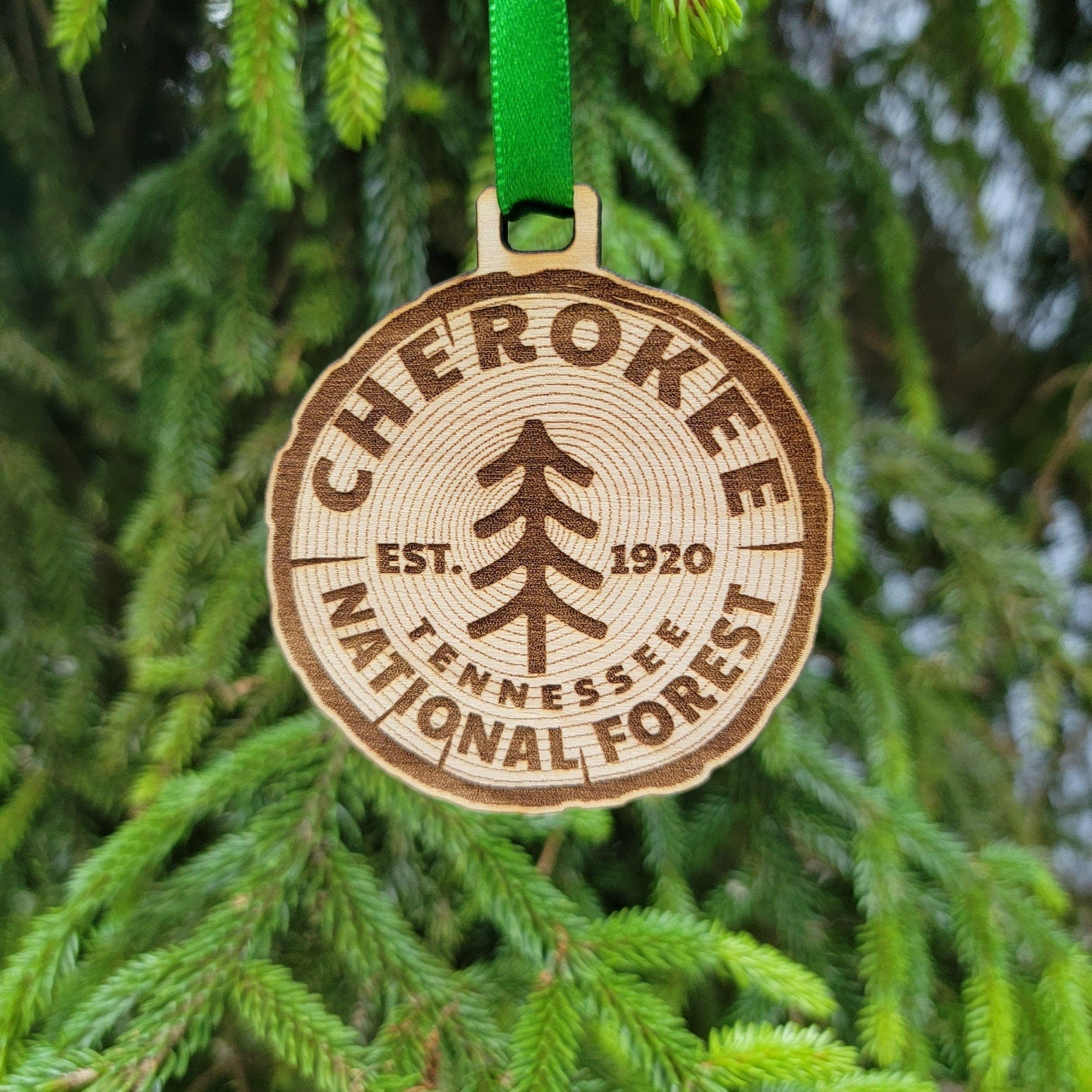 Cherokee National Forest Tennessee Ornament Christmas Wood Laser Cut Great Smoky Mountains National Park