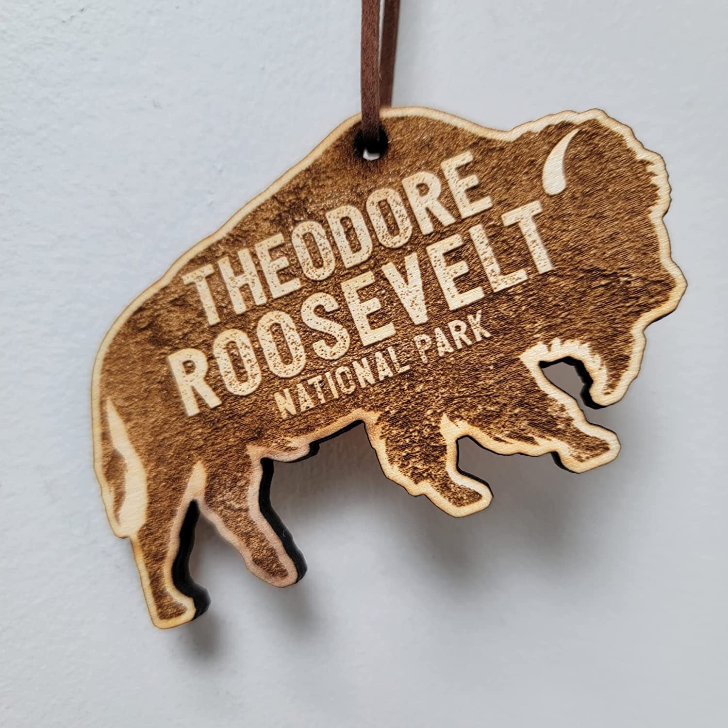 Theodore Roosevelt National Park Wood Christmas Ornament Bison 3.75" North Dakota Buffalo ND