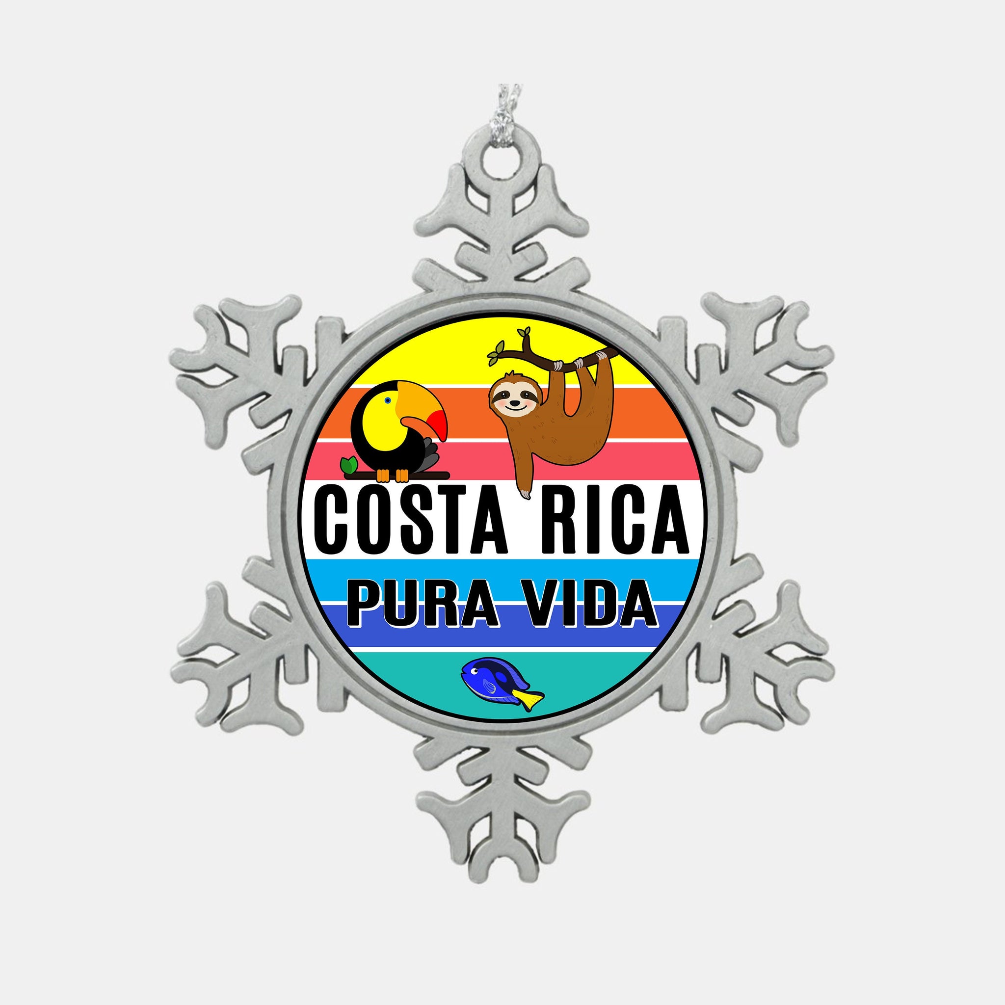 Pewter Finish Christmas Ornament Costa Rica Pura Vida 3" Metal Gift